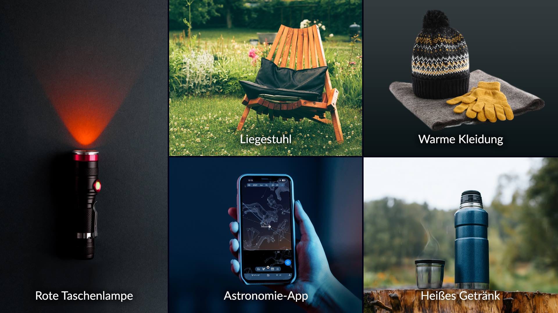 Items for watching meteor showers