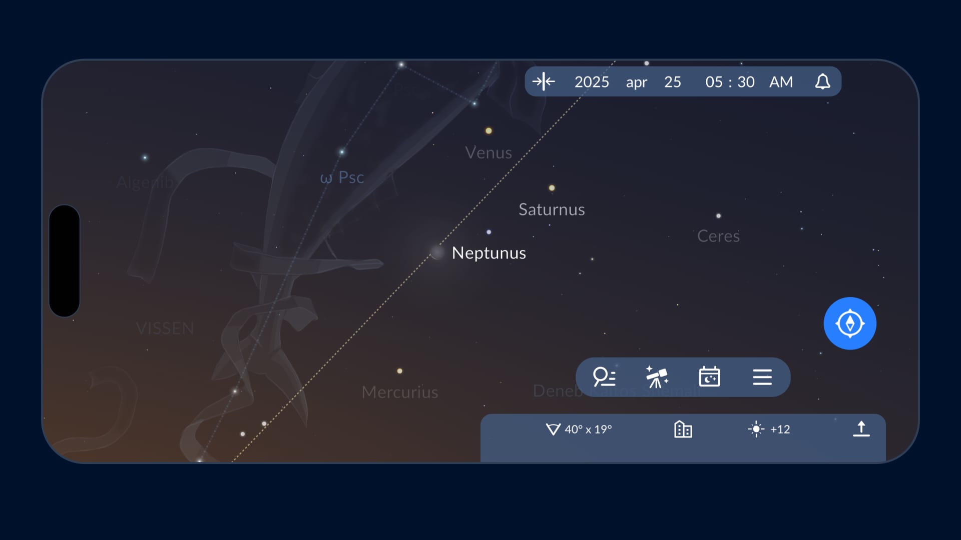 Venus nabij de Maan, Saturnus, Mercurius en Neptunus – April 2025