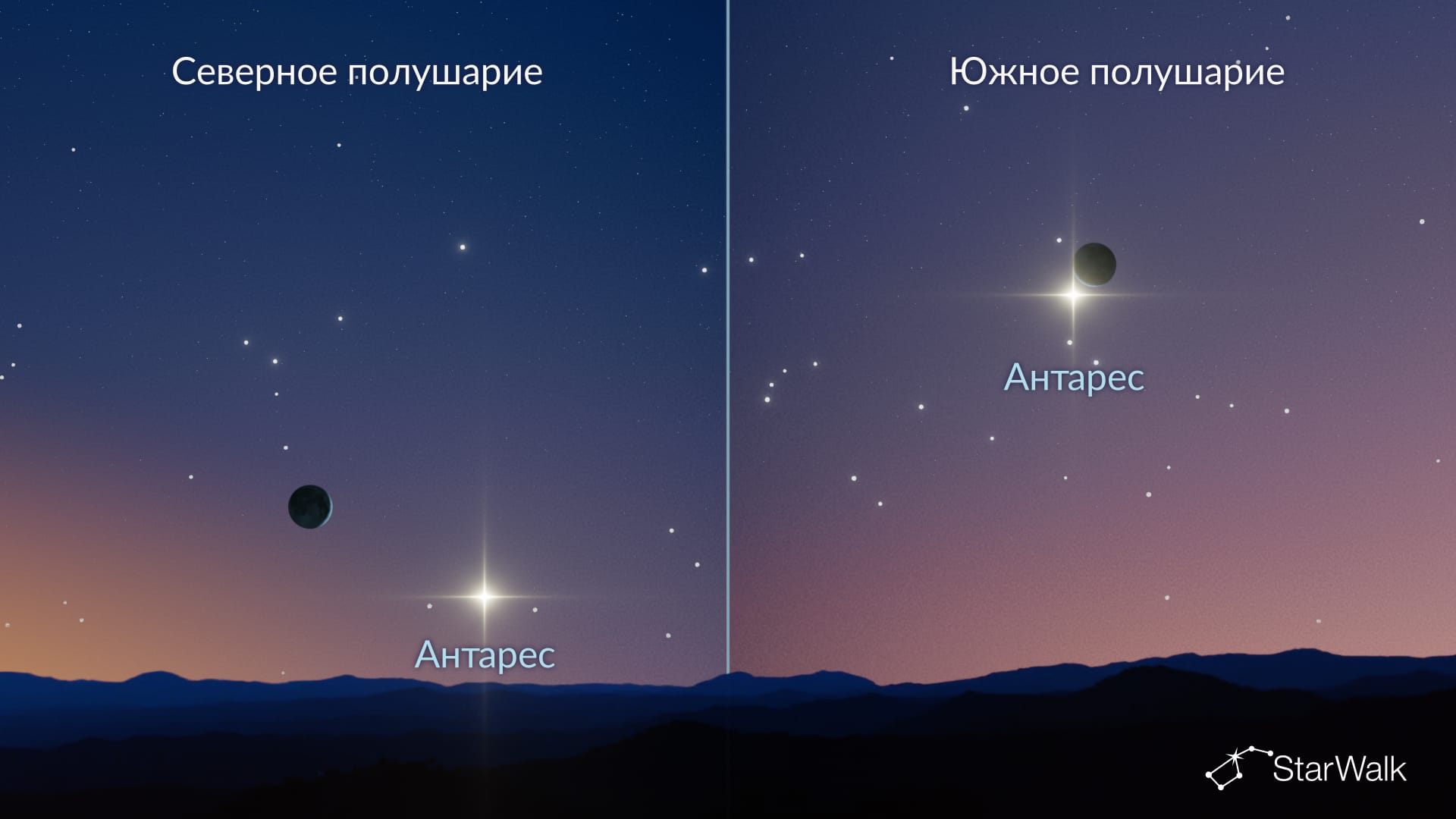 Луна и Антарес 11 ноября