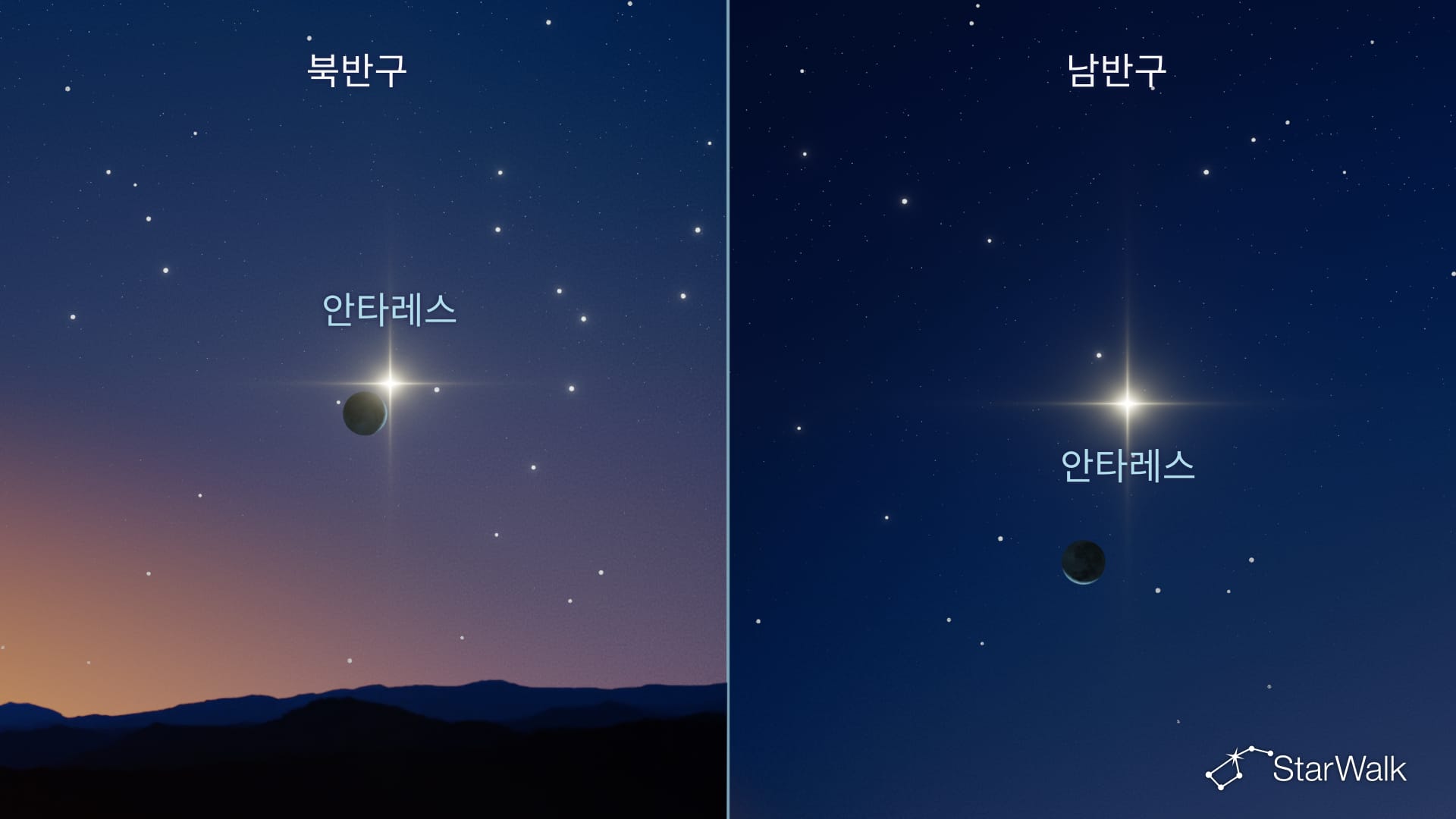 10월 14일의 달과 안타레스