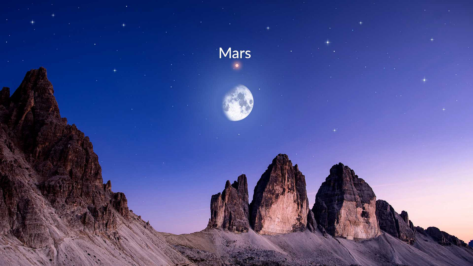 Moon and Mars Dance Together in the Night Sky