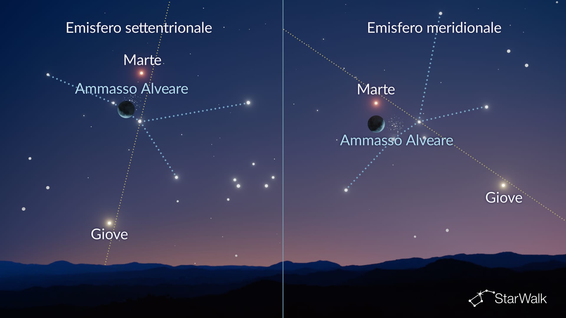 La Luna vicino all’ammasso del Presepe il 5 ottobre