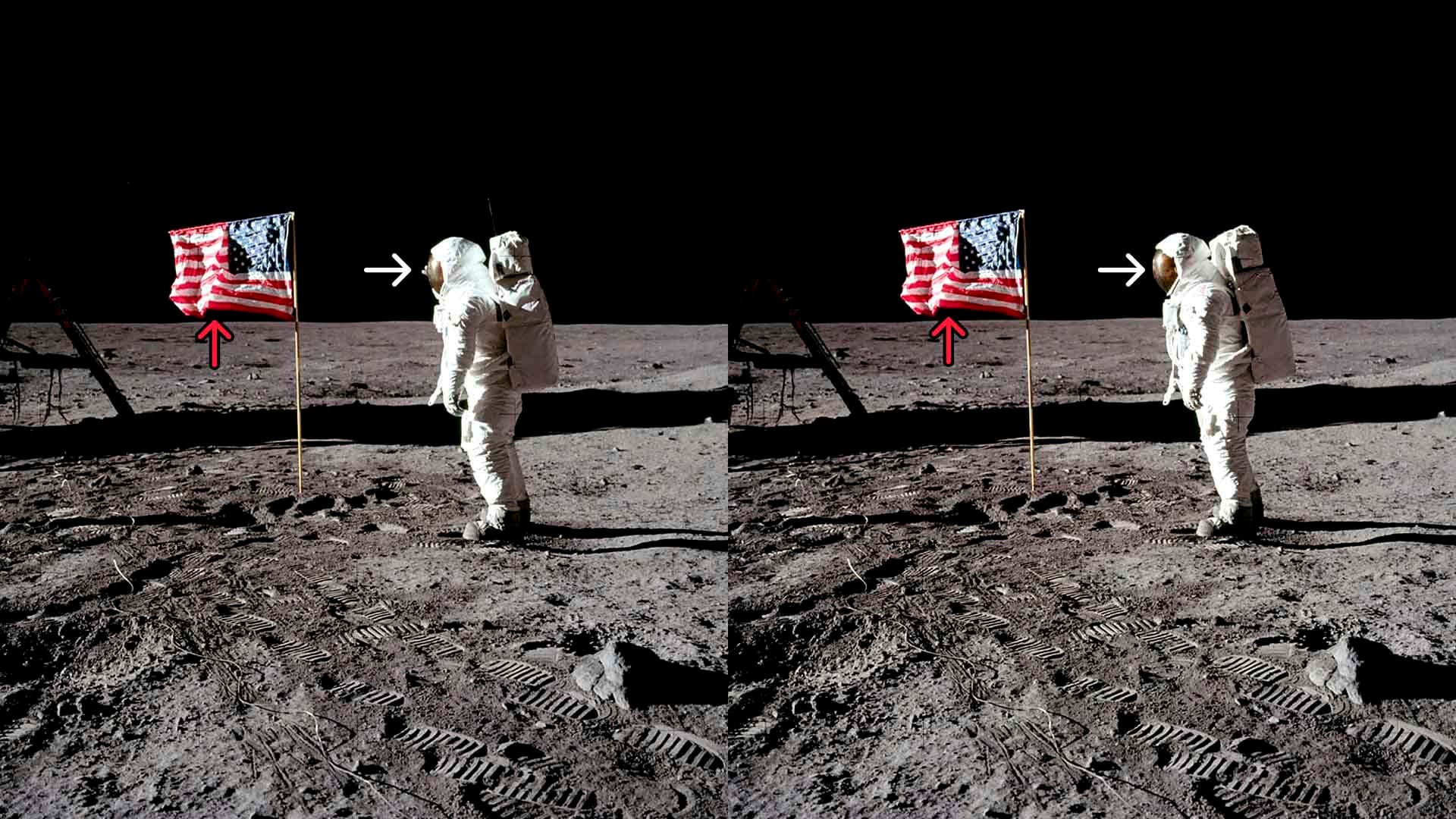 Buzz Aldrin and the flag: Comparison