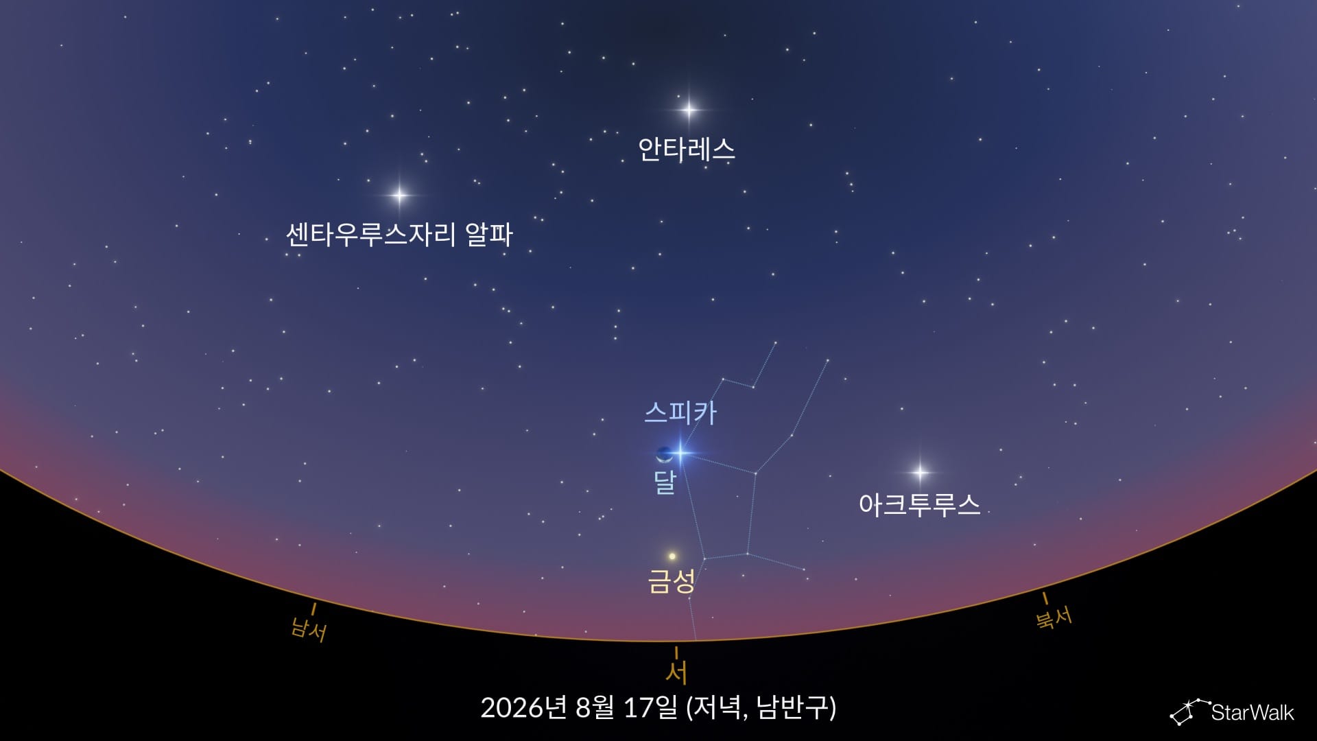 스피카 근처의 달(남반구)