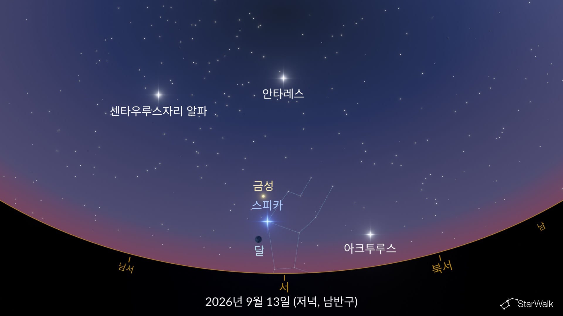 스피카 근처의 달(남반구)