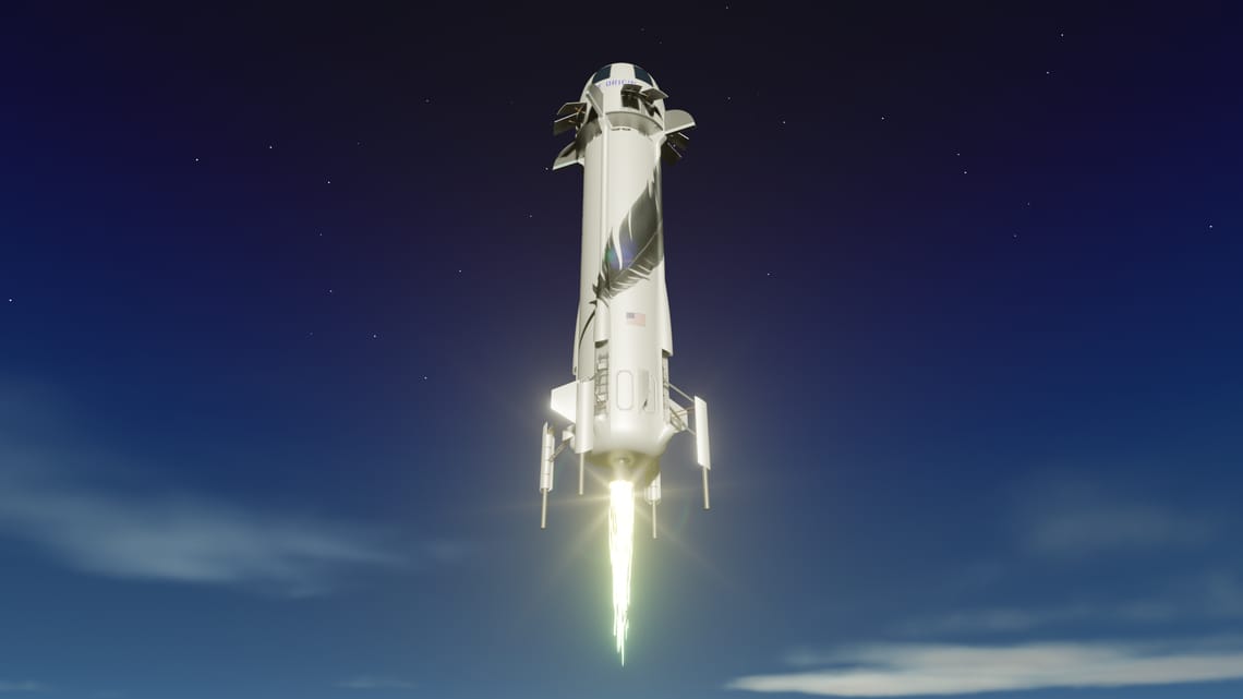 ソフテック　ロケット52 ブルー　手渡し限定 ブルーオリジンのニューシェパードのロケットの最初の有人宇宙