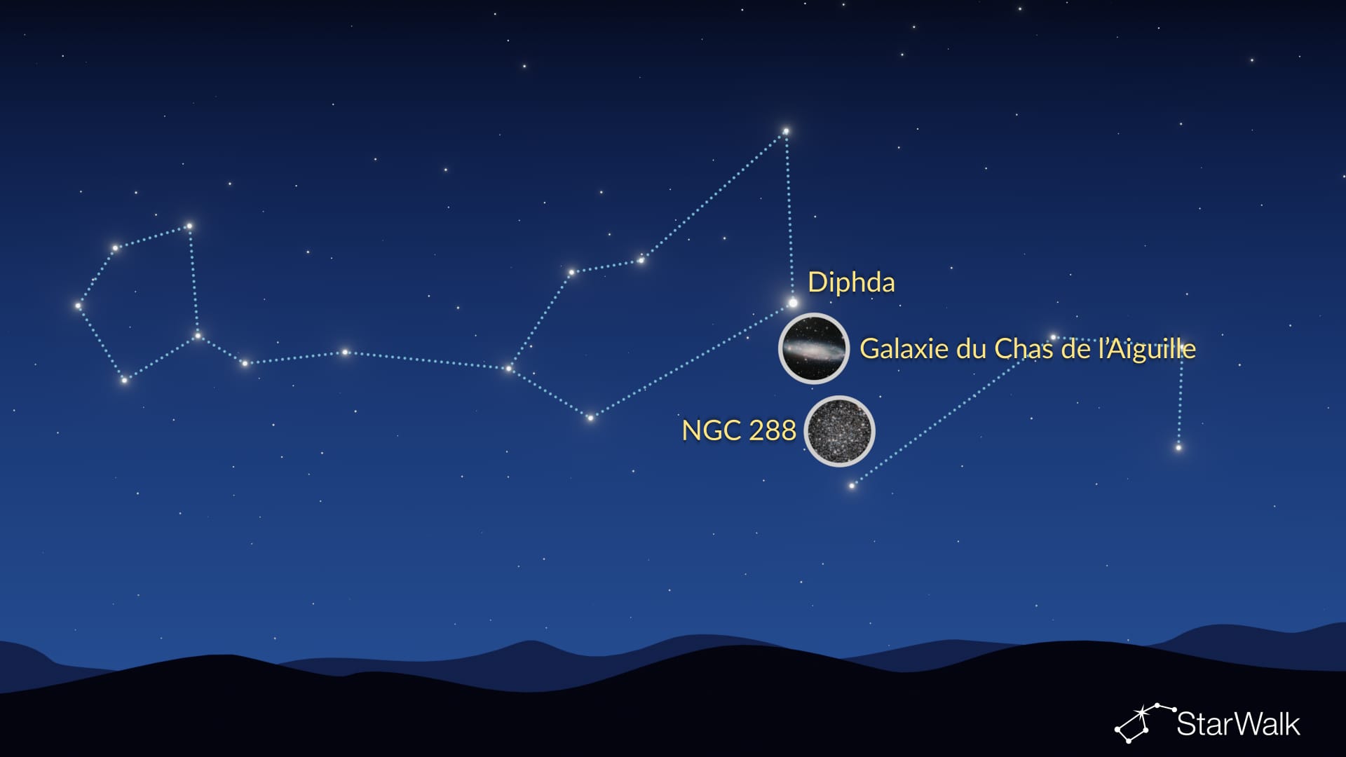 Galaxie du Chas de l’Aiguille et NGC 288 : comment les trouver