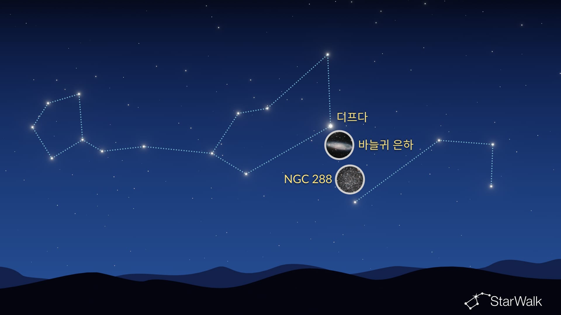 바늘귀 은하와 NGC 288 찾는 법
