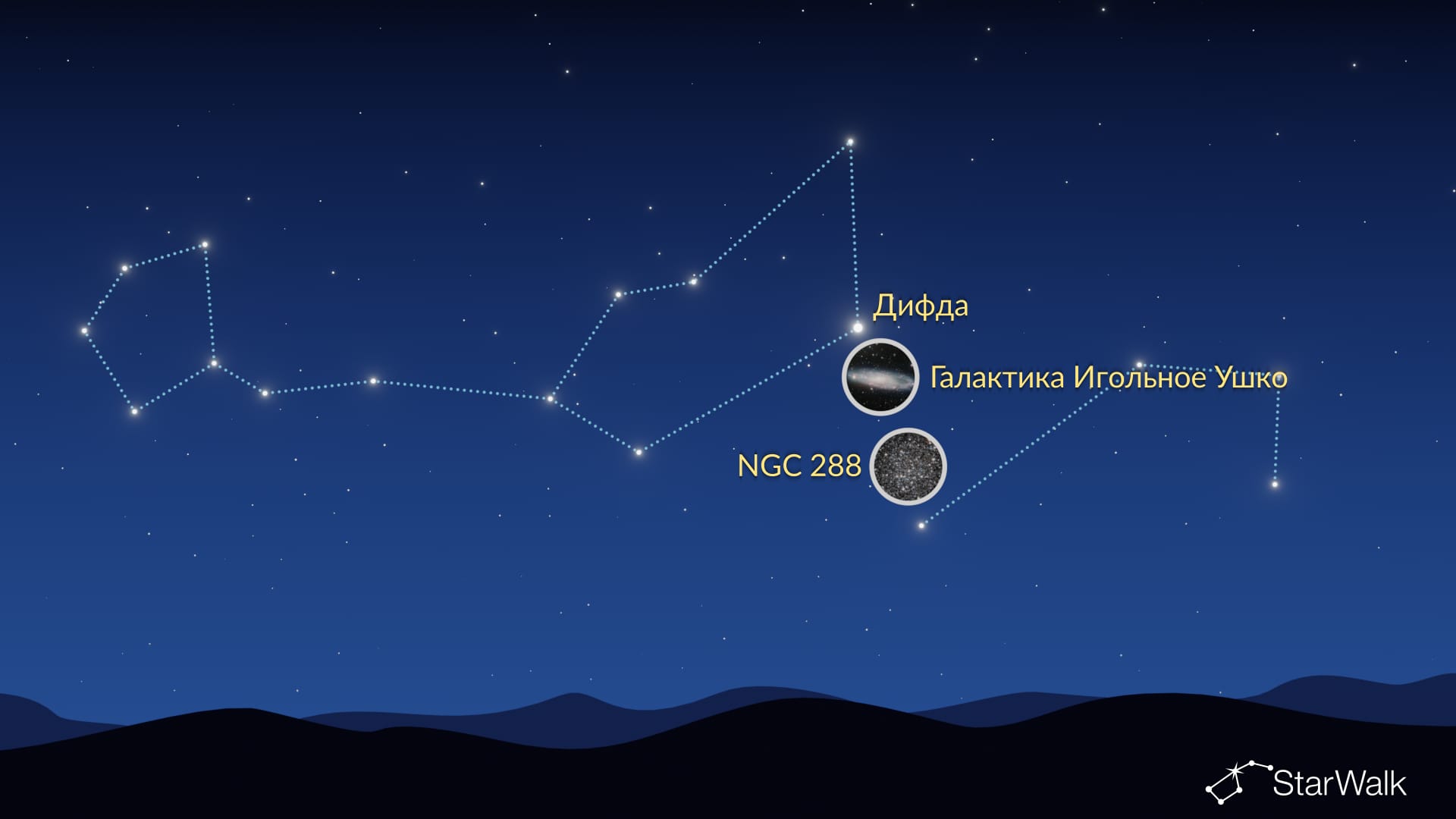 Галактика Игольное Ушко и NGC 288 – как найти