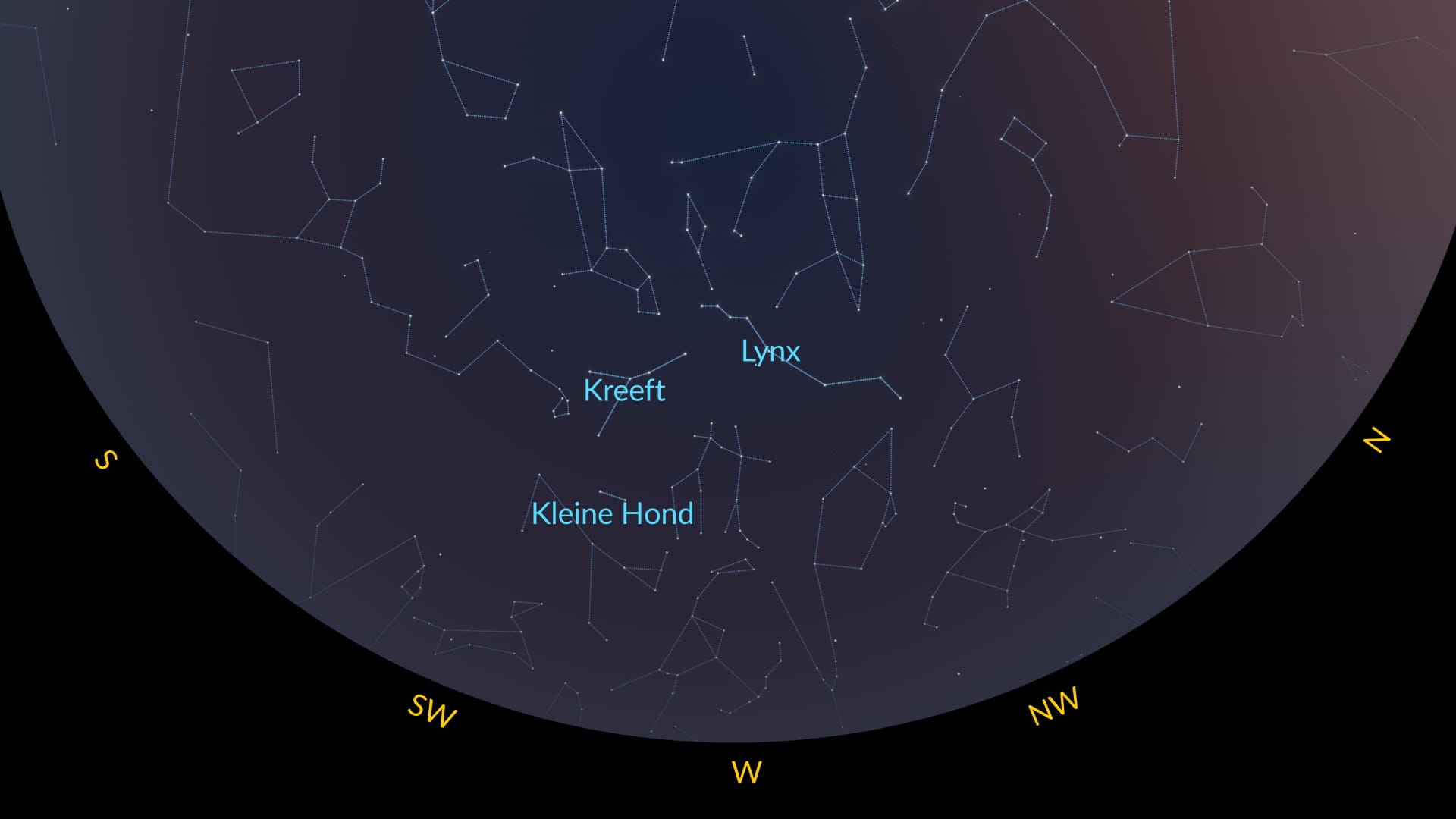 Nachtelijke hemel maart 2026: sterrenbeelden op het noordelijk halfrond