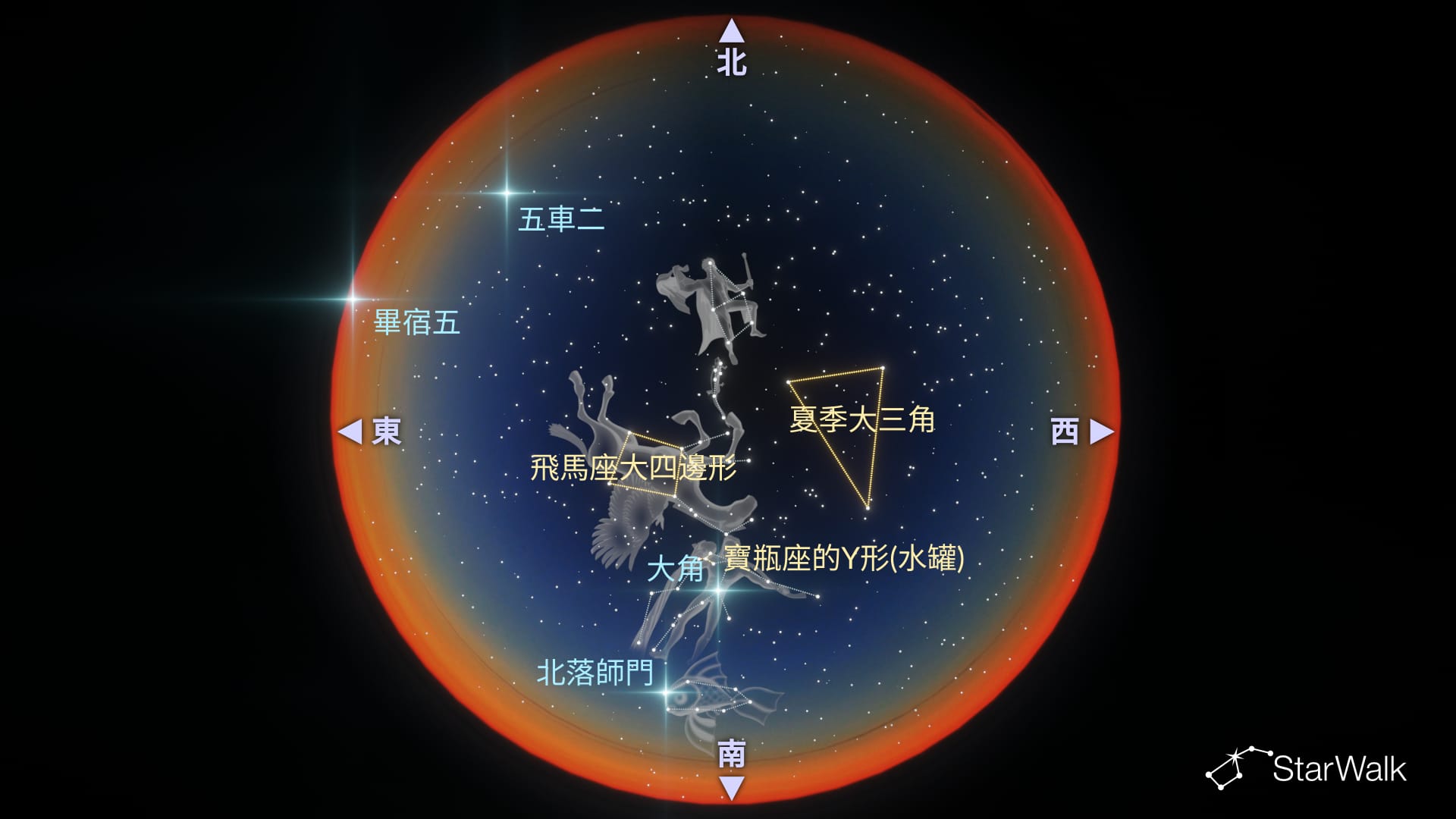 10月夜空：北半球星座