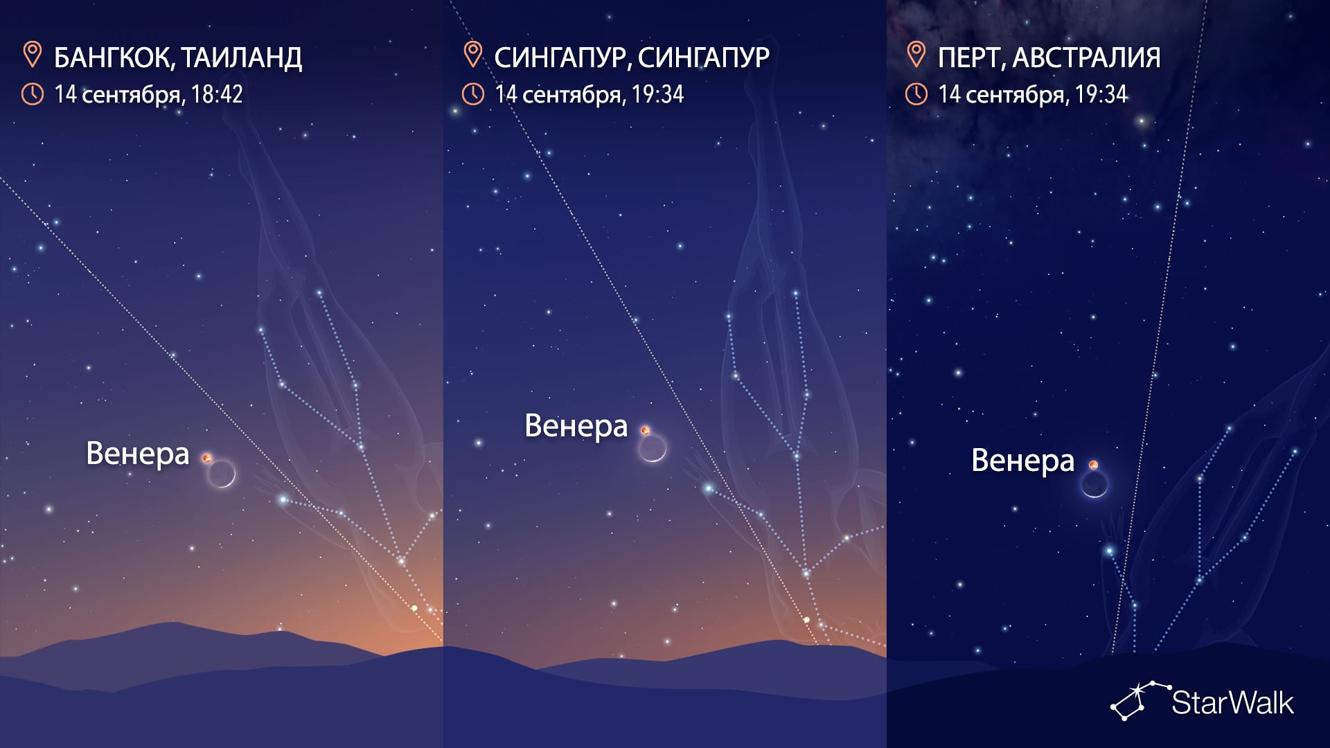 Что на небе 14 сентября: Луна рядом с Венерой