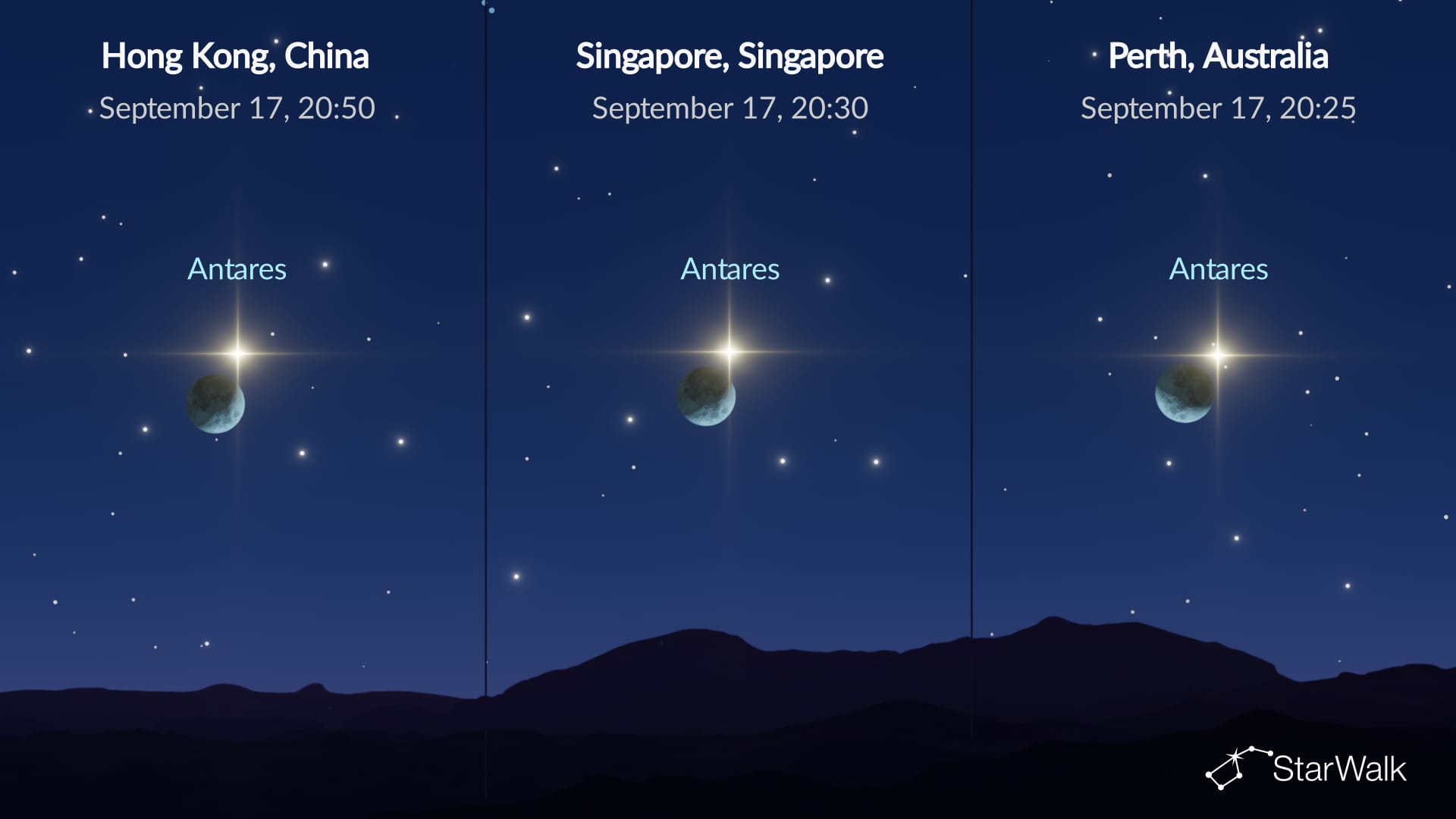 Night Sky on September 17: Antares near the Moon