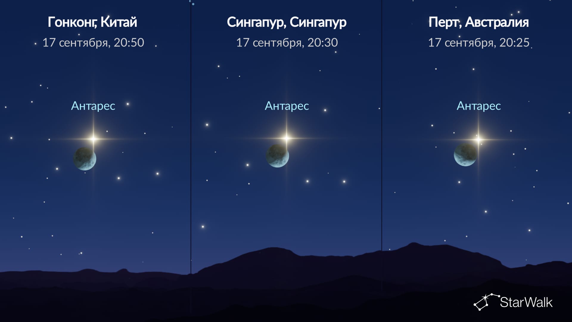 Что на небе 17 сентября: Антарес рядом с Луной