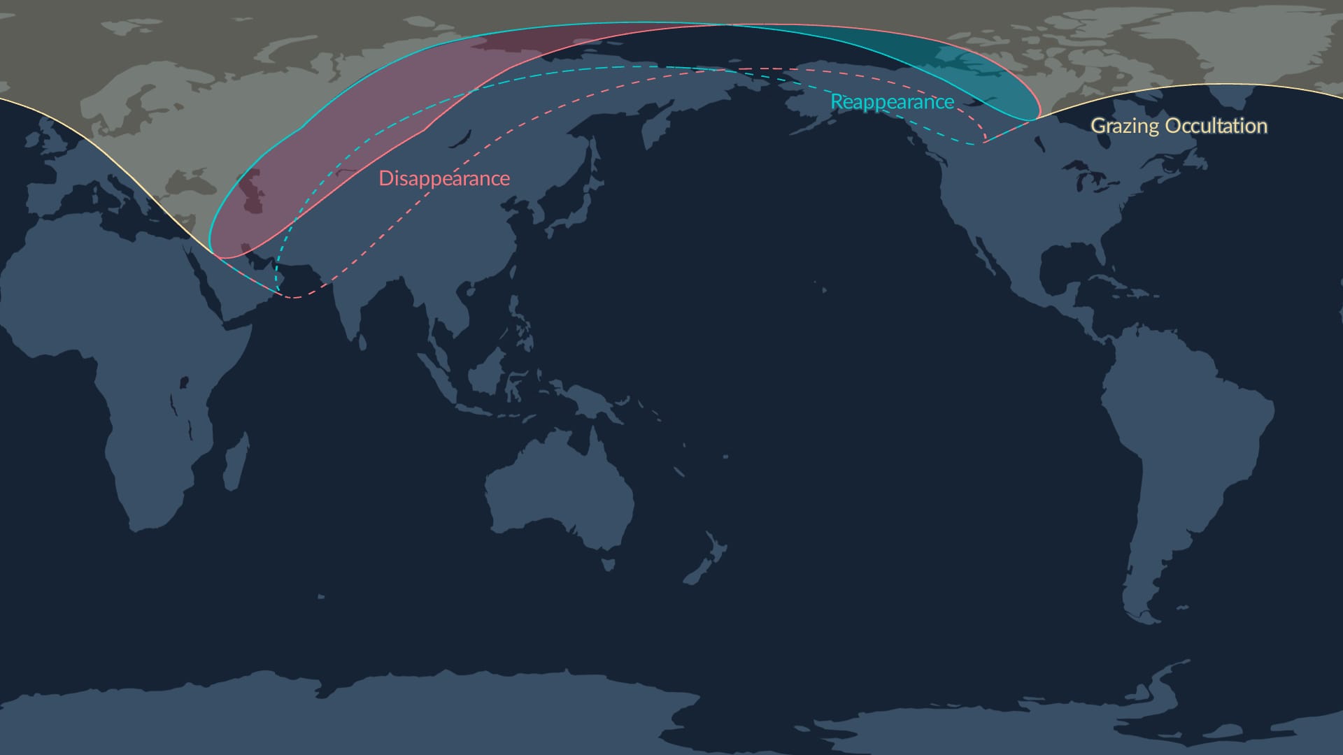 Visibility map of the lunar occultation of the Beehive Cluster on January 5, 2026