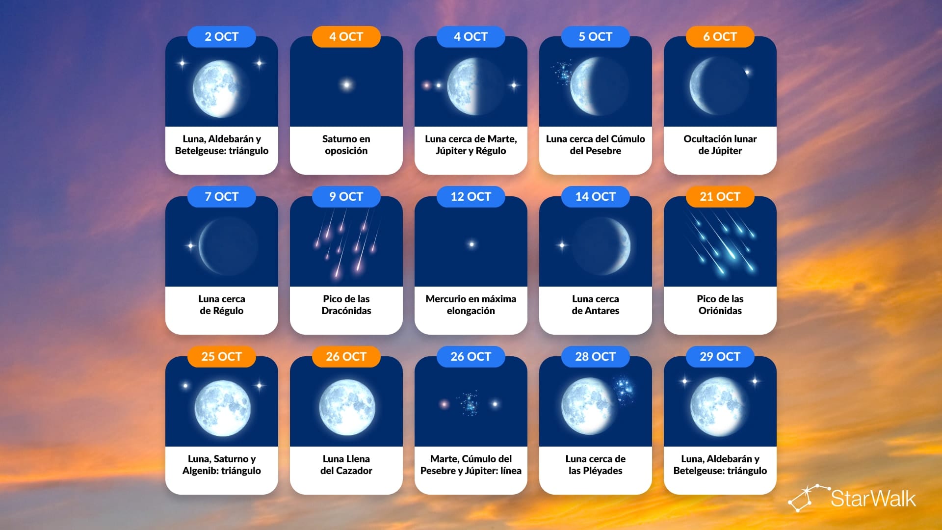 Calendario de eventos astronómicos de octubre