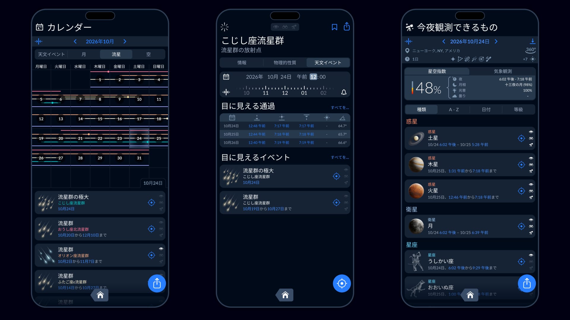 アプリSky Tonightの流星群