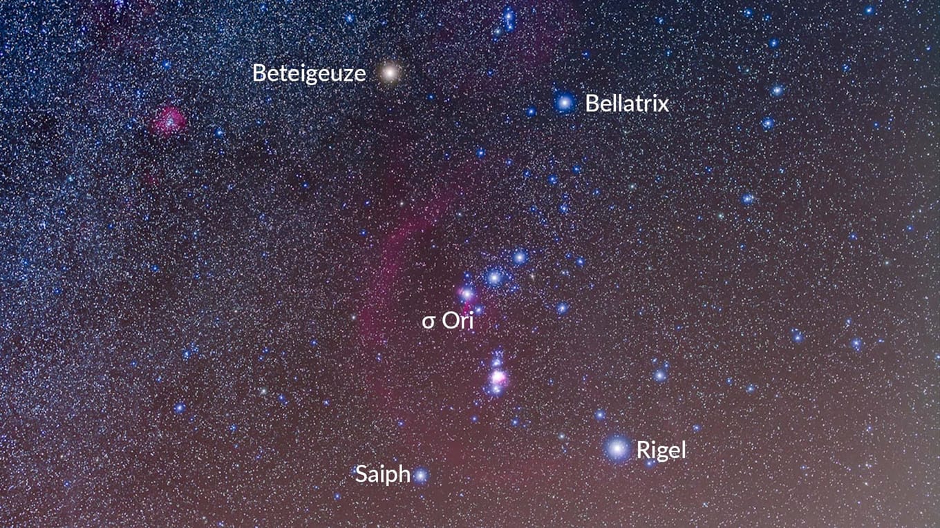 Sternbild Orion Sterne, Bedeutung Gürtel des Orion Oriongürtel 3 Sterne in einer Reihe