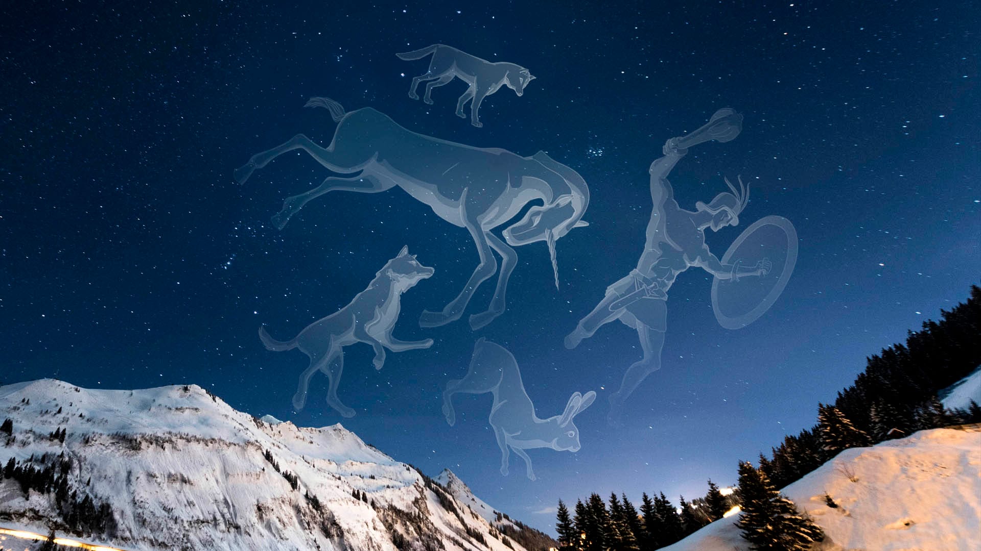 Orion, Canis Major, Canis Minor, Lepus, and Monoceros