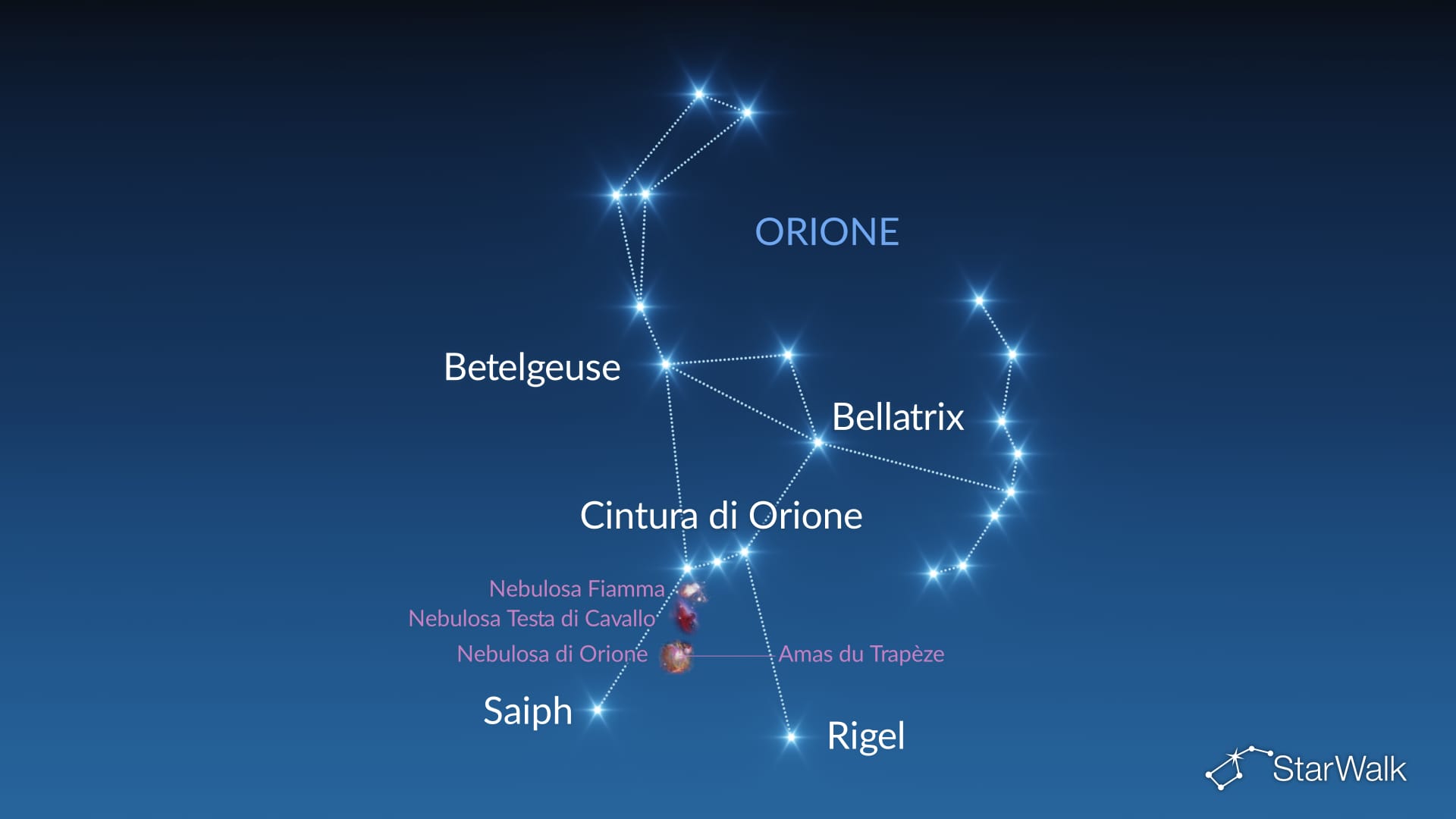 Costellazione di Orione: stelle e oggetti del cielo profondo