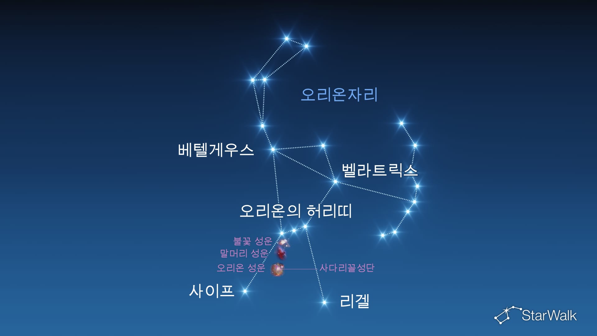 오리온자리: 별과 심원천체