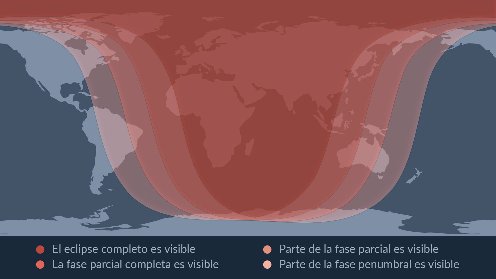 Mapa de visibilidad del eclipse lunar parcial 2023