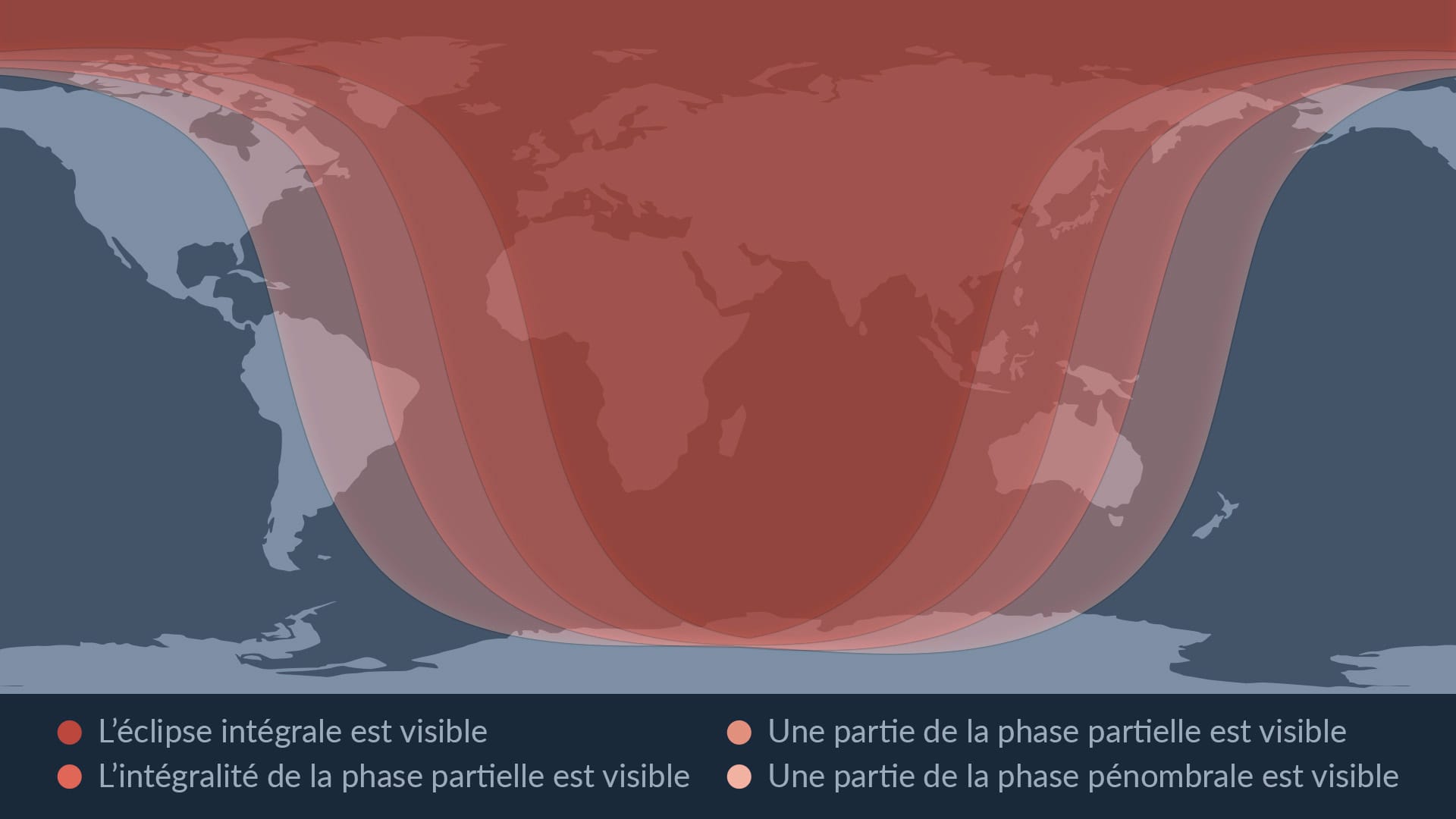 Carte de visibilité de l'éclipse lunaire partielle 2023