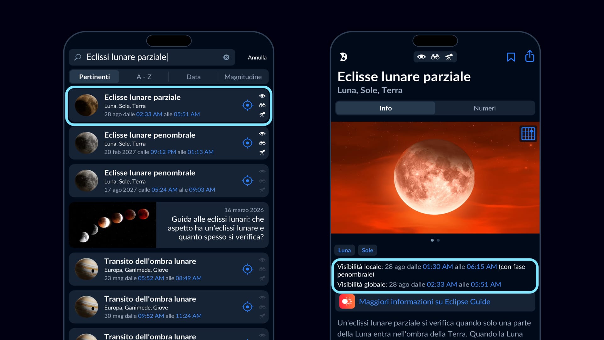 Controllo della visibilità dell’eclissi lunare parziale 2026 in Sky Tonight