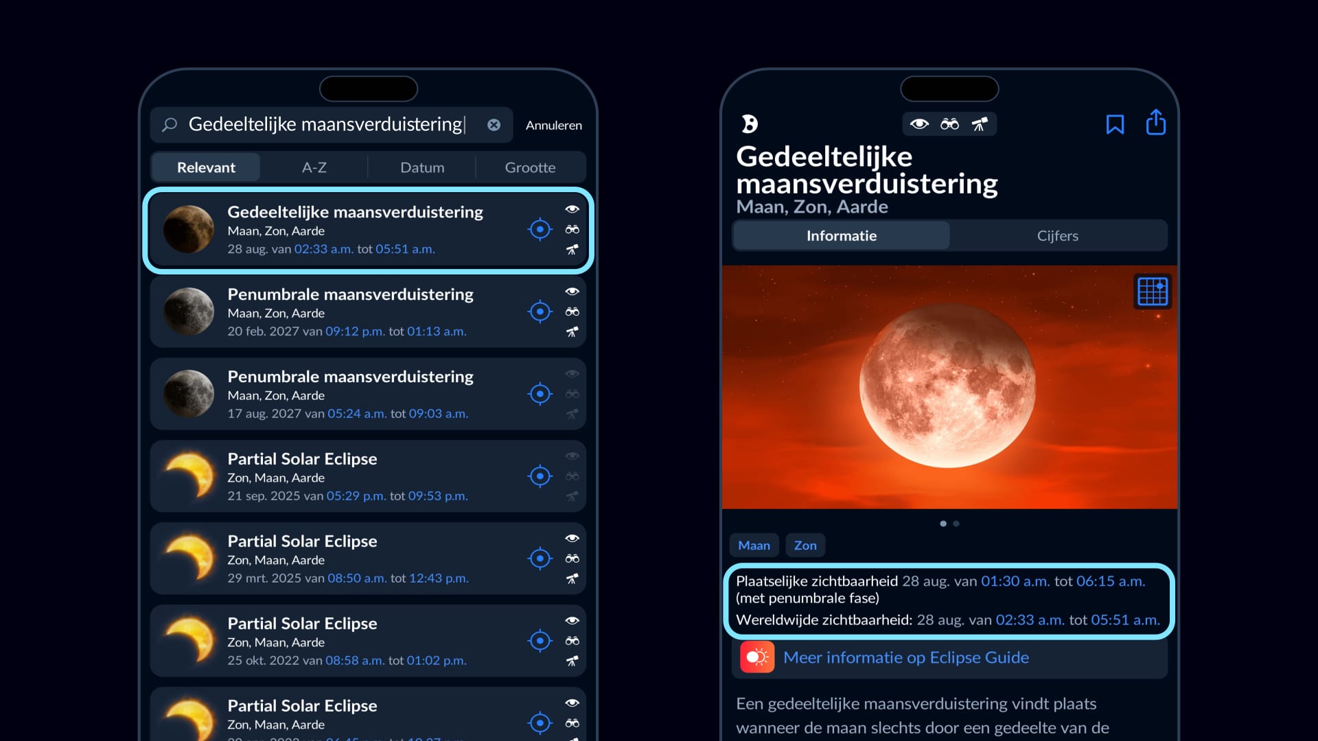 Zichtbaarheidscontrole voor de gedeeltelijke maansverduistering 2026 in Sky Tonight