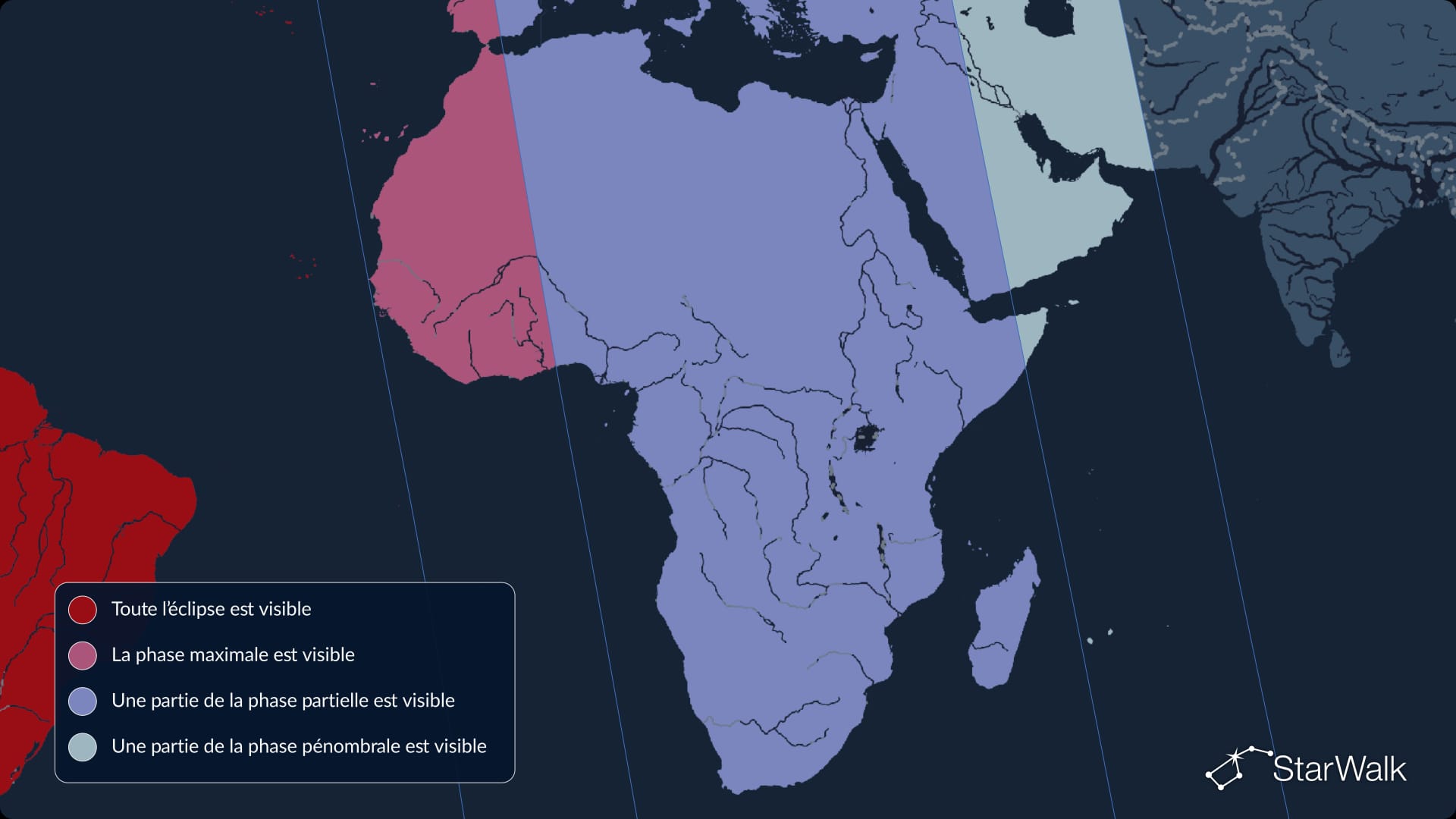 Carte de visibilité de l’éclipse lunaire partielle de 2026 en Afrique