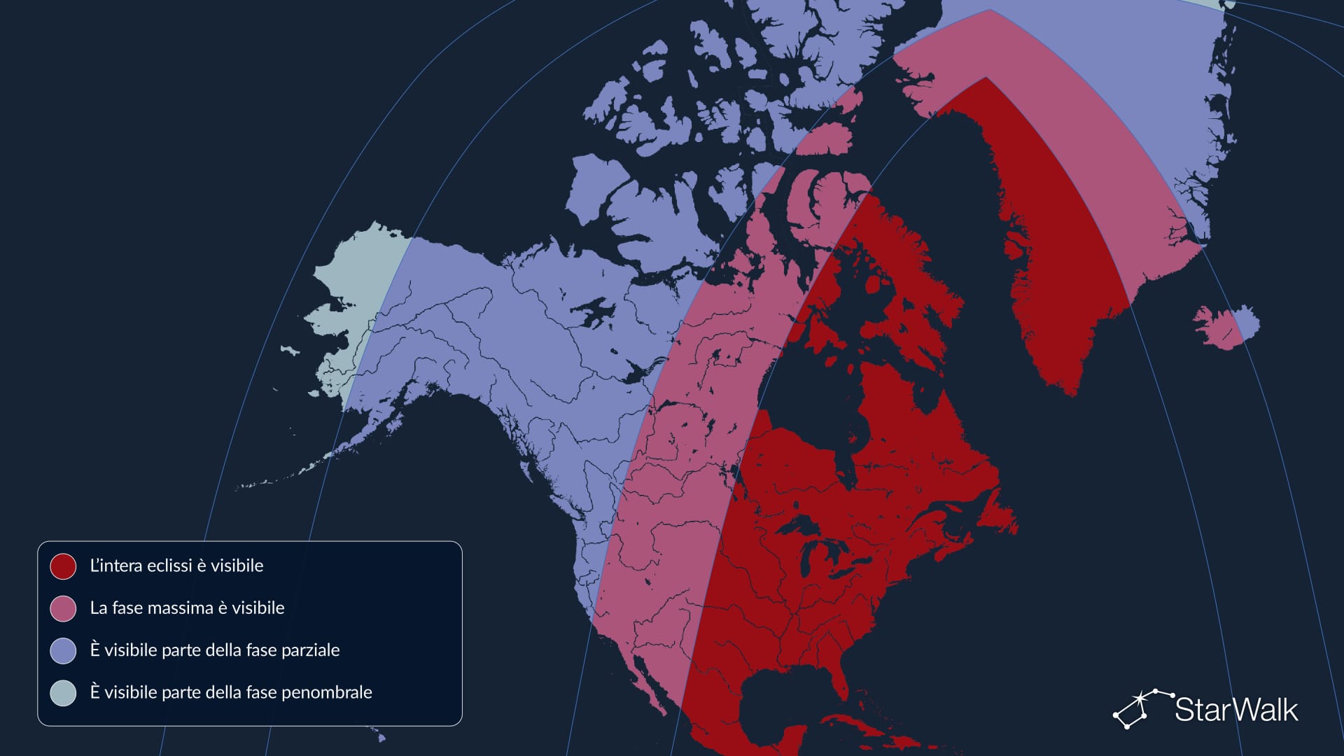 Mappa di visibilità dell’eclissi lunare parziale 2026 per il Nord America