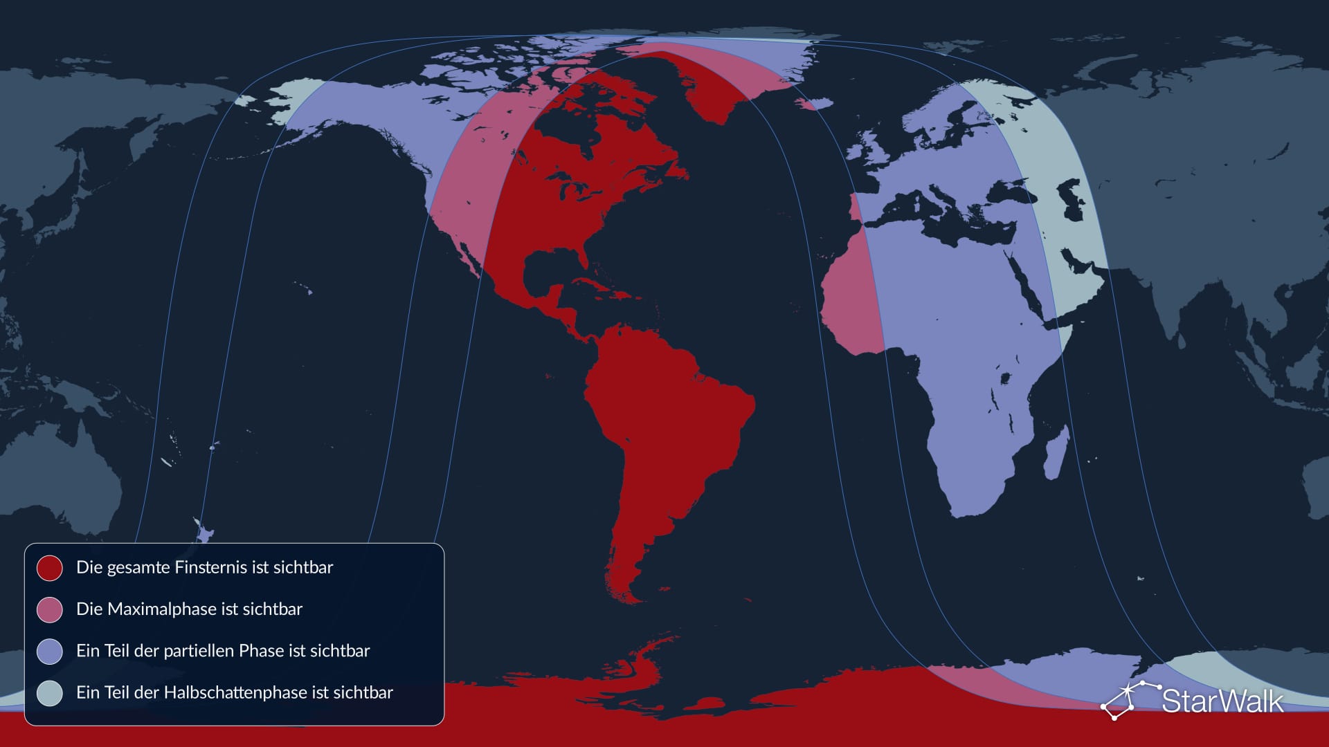 Partielle Mondfinsternis im August 2026: Sichtbarkeitskarte