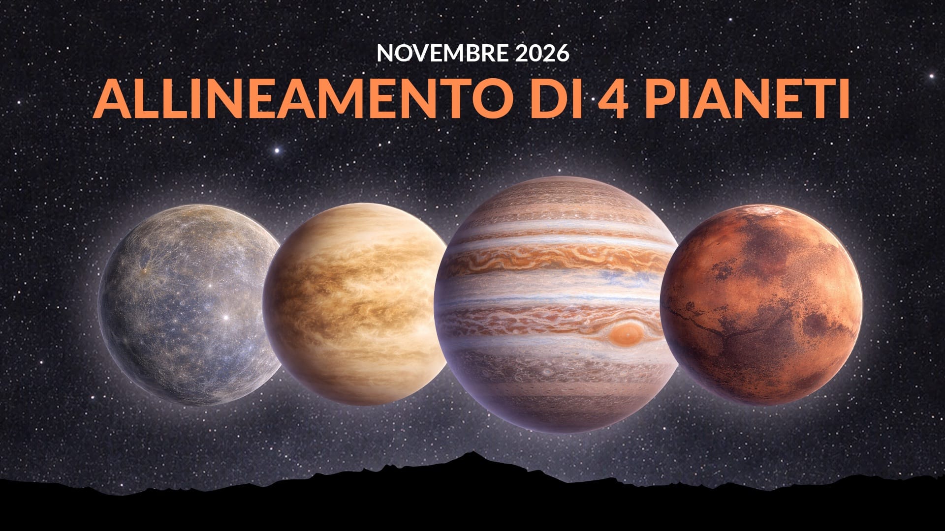 Parata planetaria di novembre 2026: quattro pianeti prima dell’alba