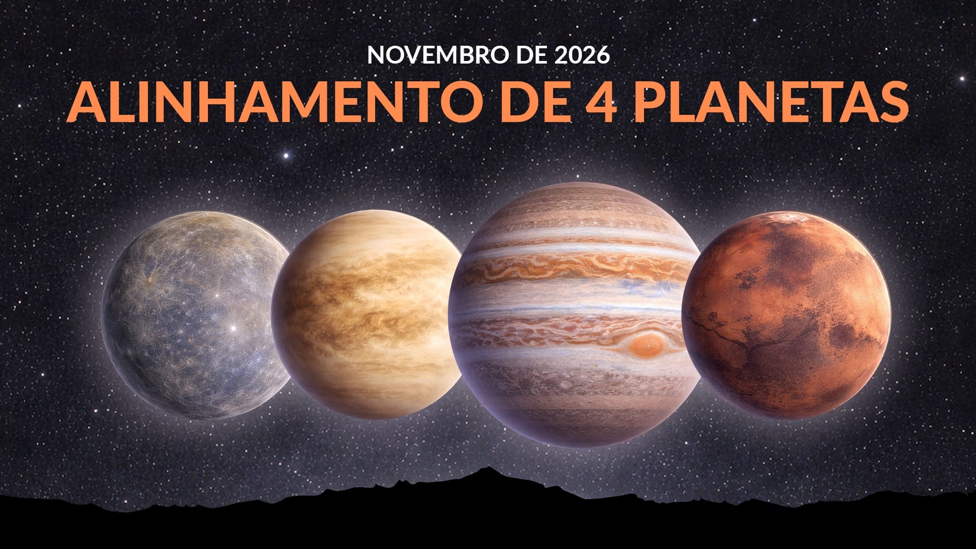 Desfile de planetas em novembro de 2026: quatro planetas antes do amanhecer