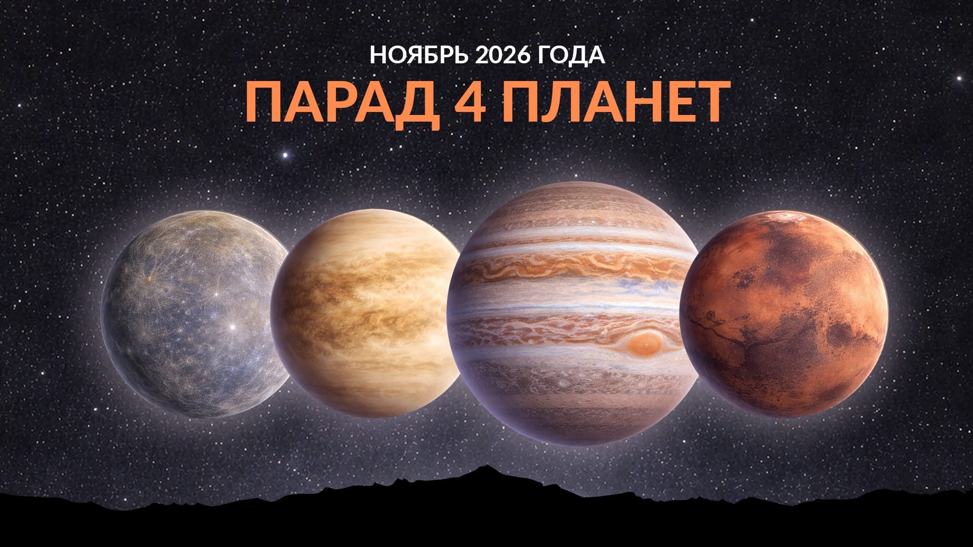 Парад планет в ноябре 2026 года: четыре планеты перед рассветом