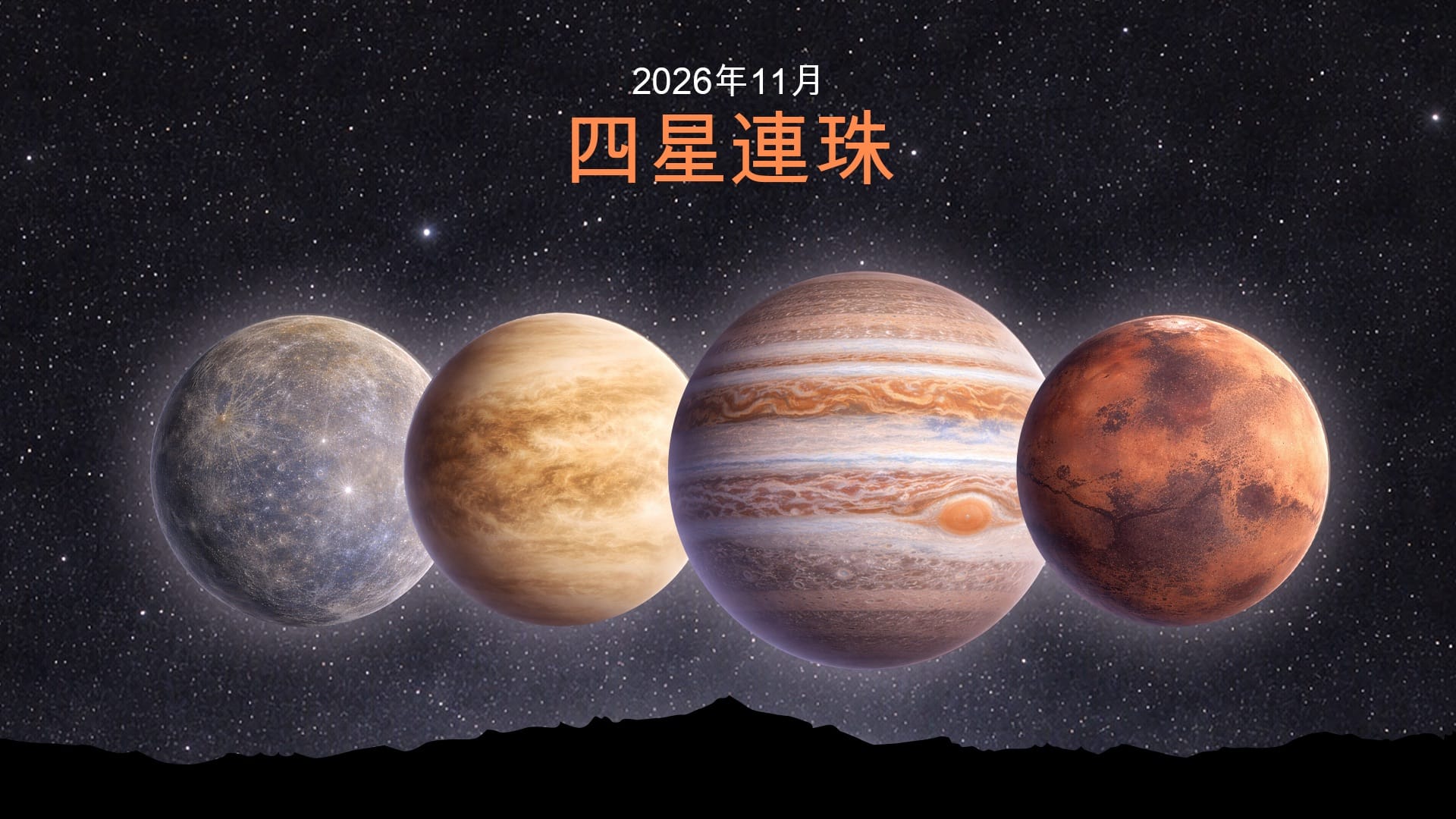 2026年11月行星連珠：日出前的四顆行星