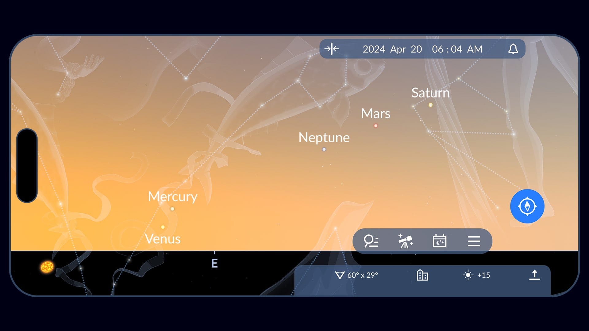 Planetary Alignment on April 20, 2024 in Sky Tonight