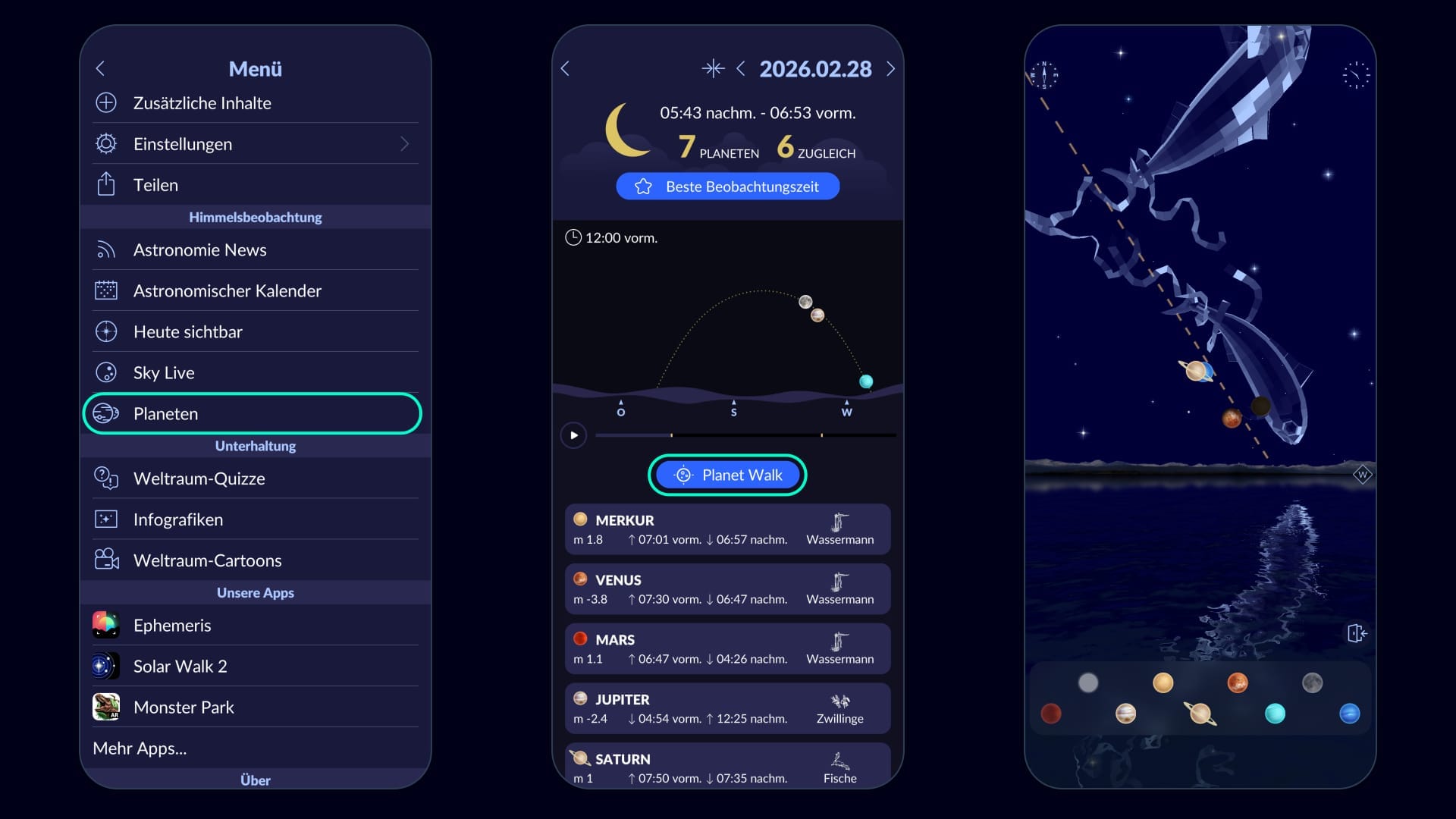 Wie findet man die Planeten während der Planetenparade am 28. Februar 2026?