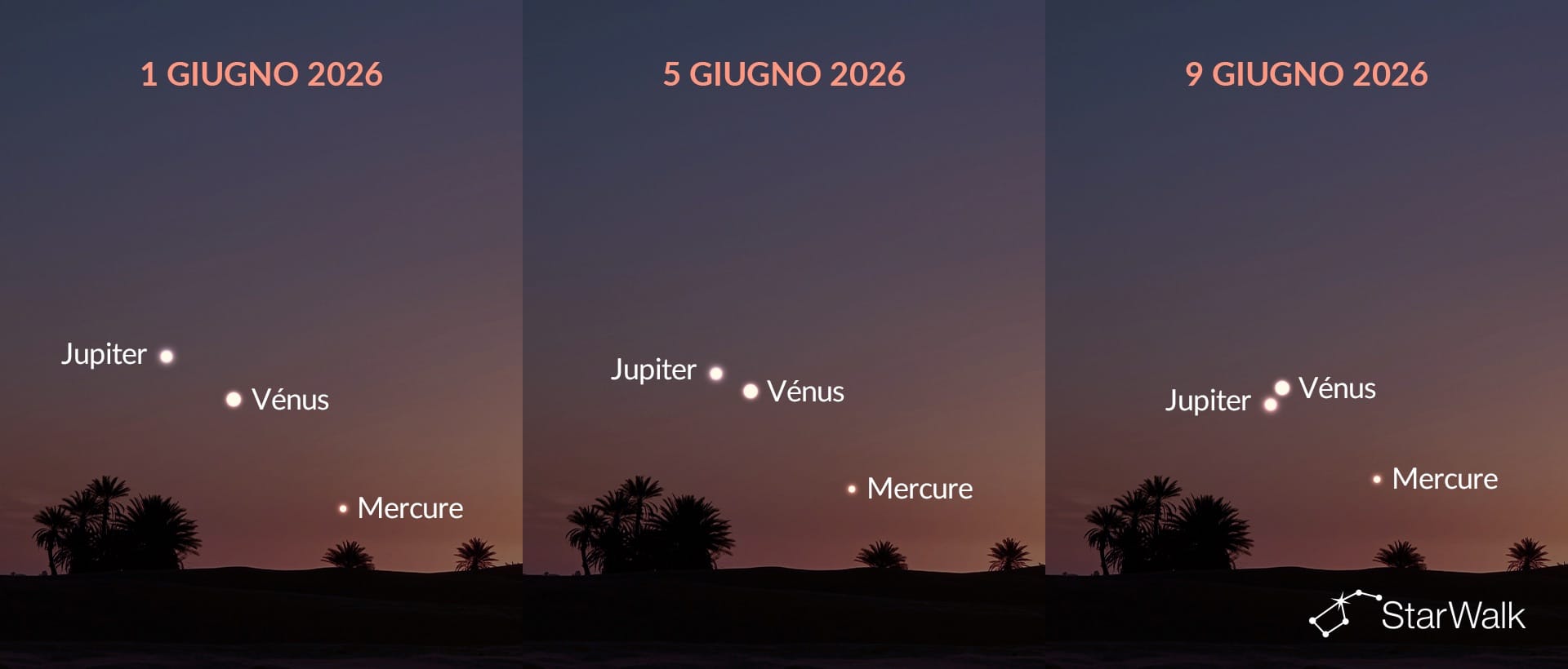 Venere e Giove si avvicinano all’inizio di giugno 2026