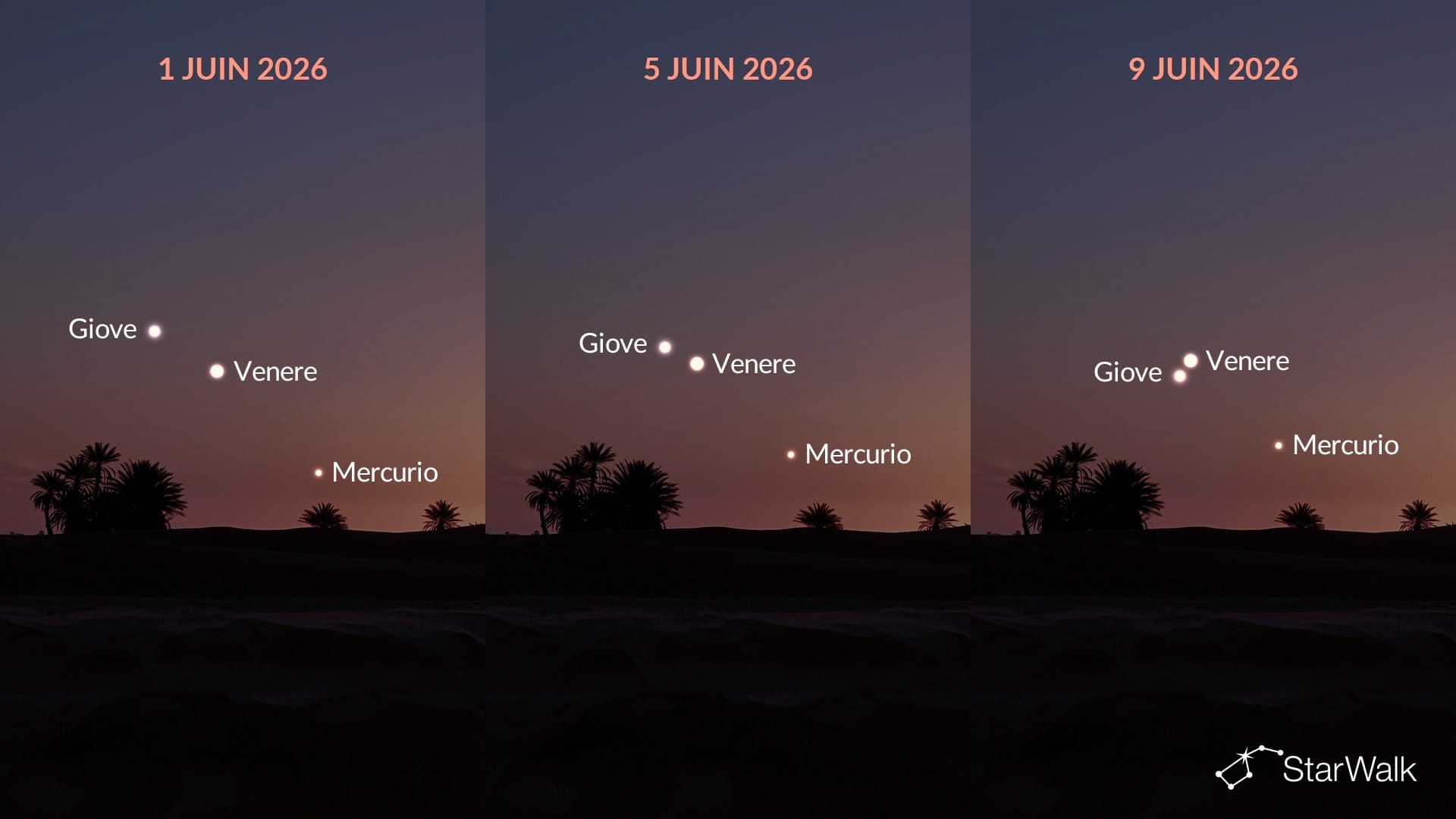 Vénus et Jupiter se rapprochent au début de juin 2026