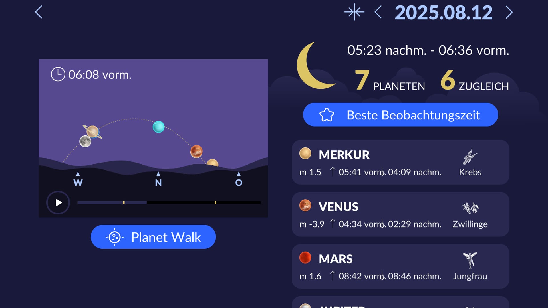 Planets in the sky tonight