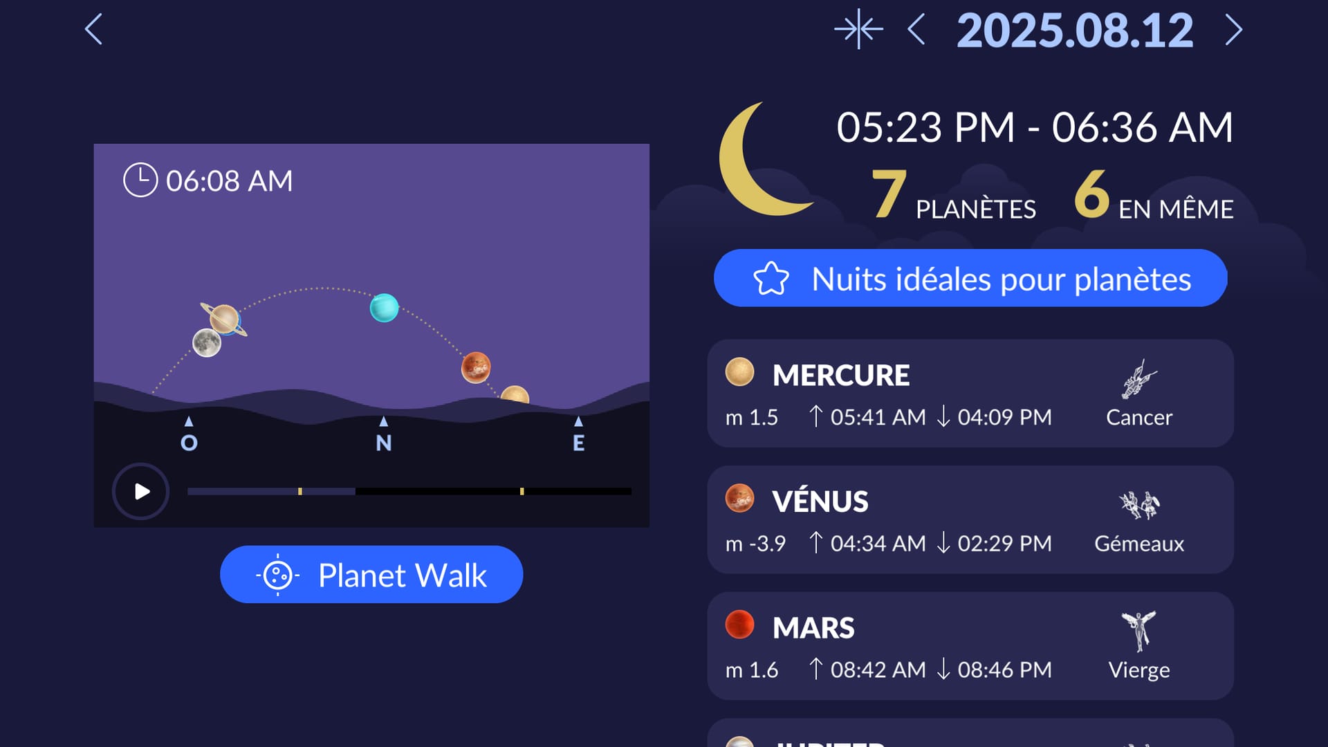 Planets in the sky tonight