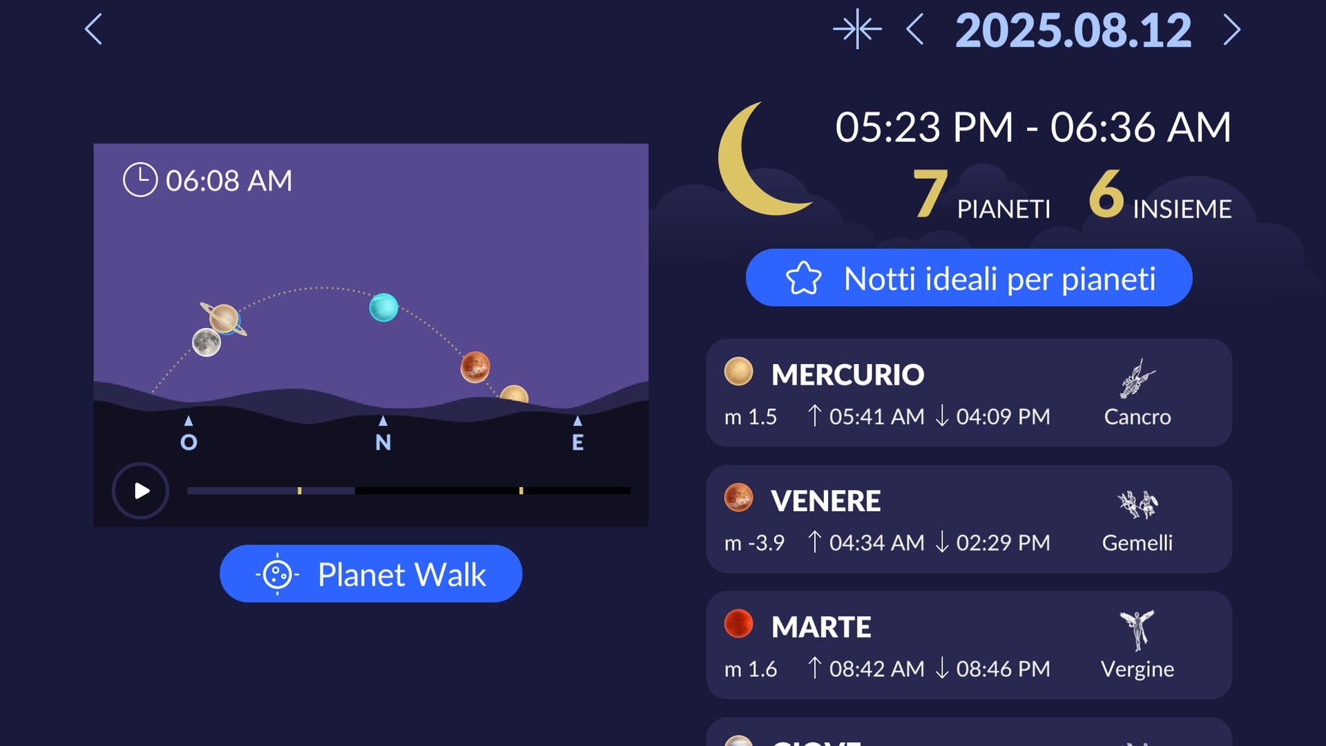 Planets in the sky tonight