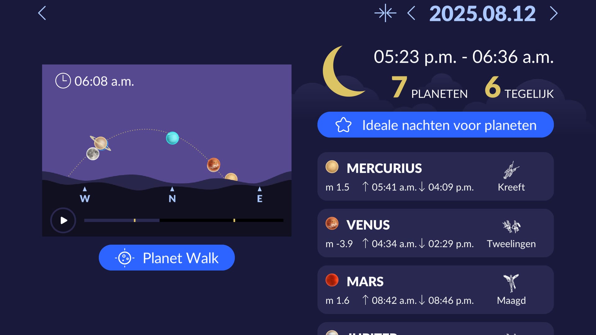 Planets in the sky tonight