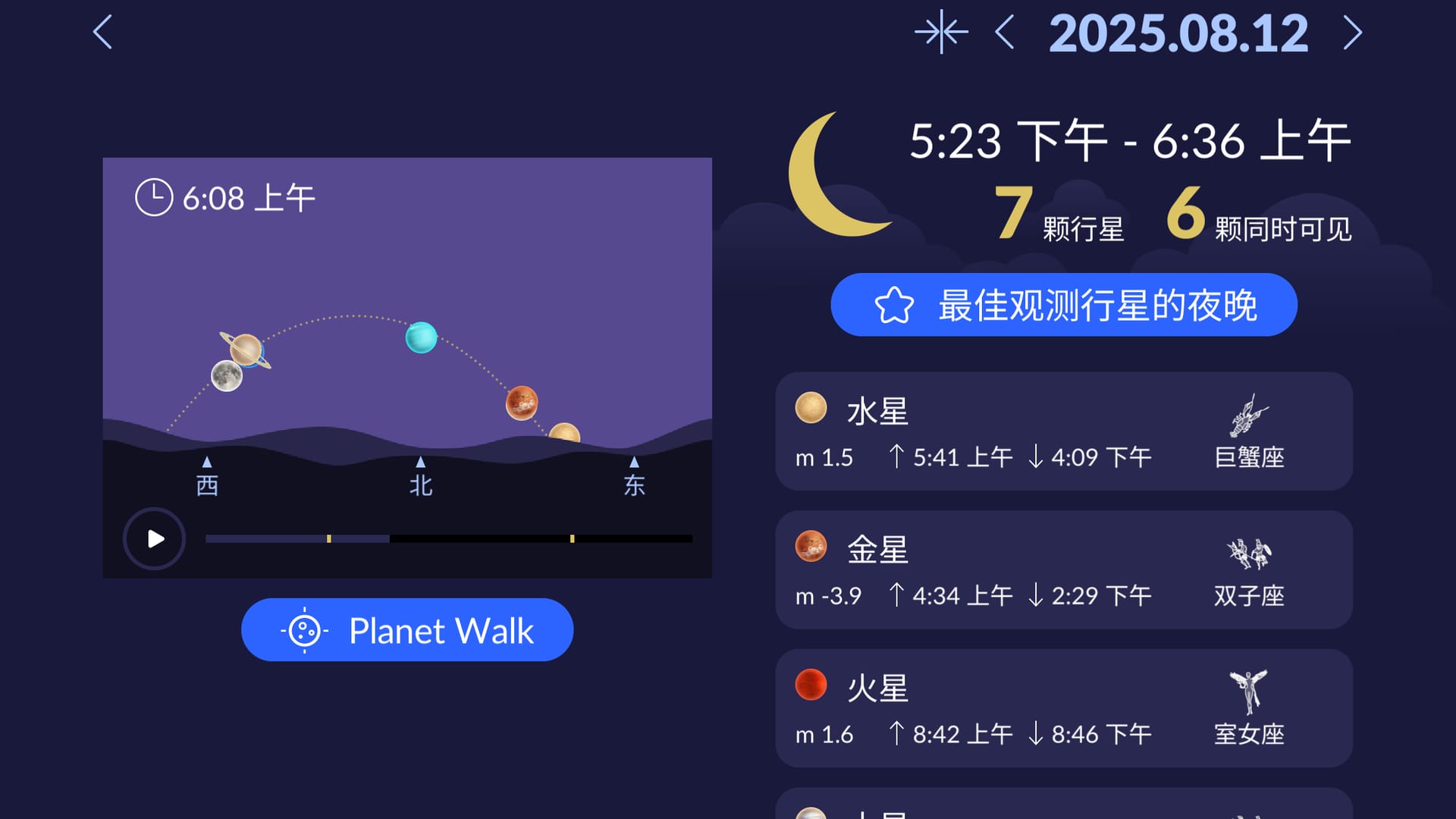 Planets in the sky tonight