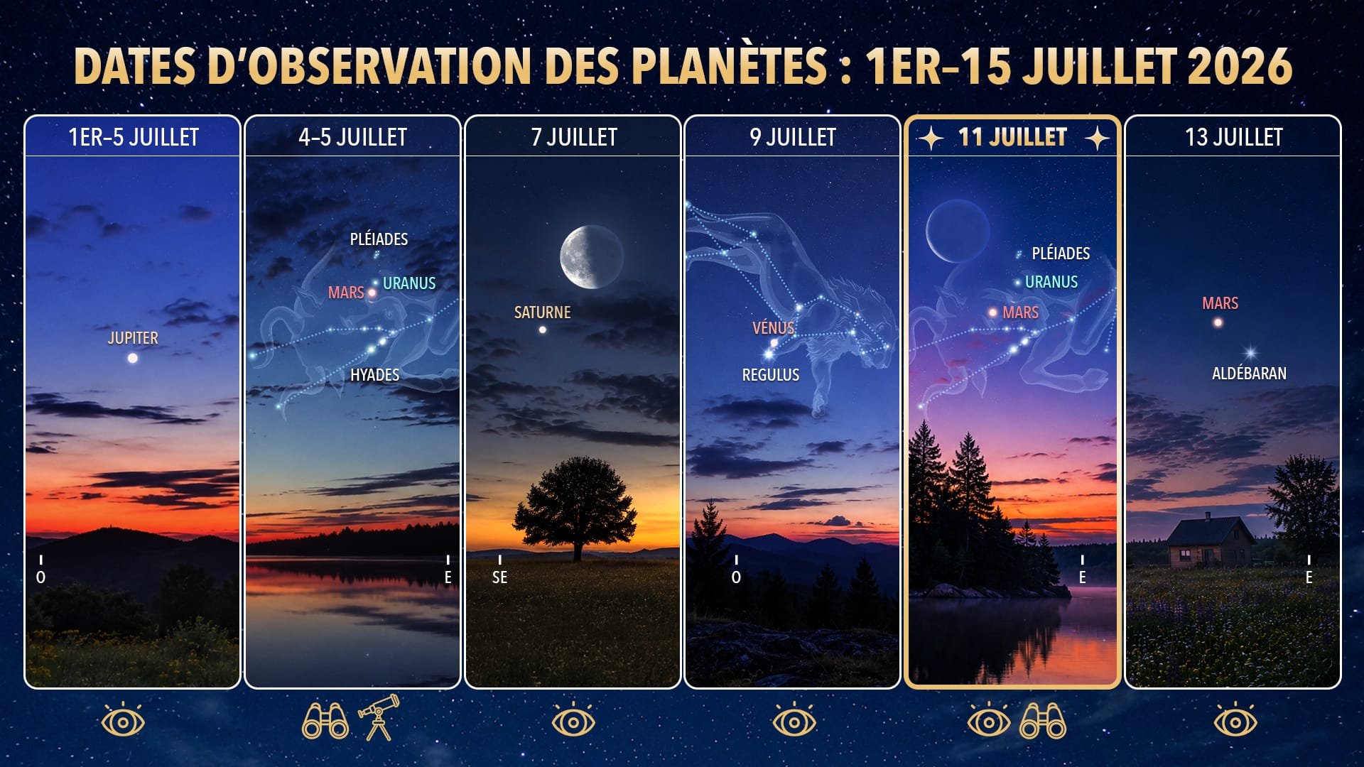 Planètes visibles ce soir : 1er-15 juillet 2026