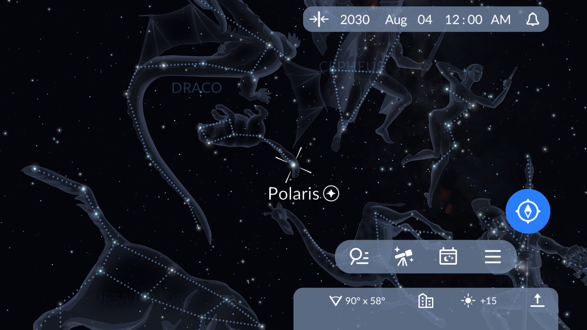Finding Polaris with the Sky Tonight app.
