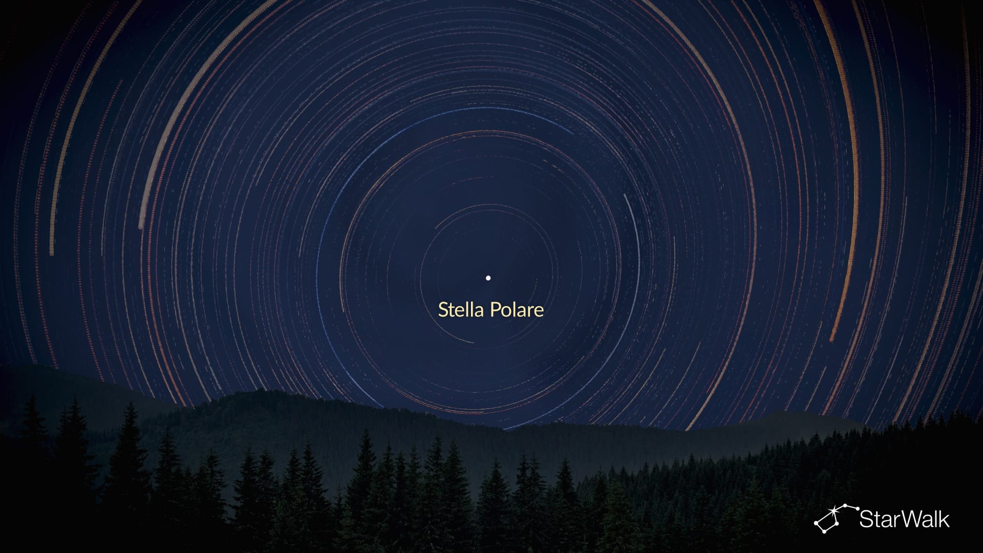 Scie stellari attorno al Polo Nord Celeste vicino a Polaris