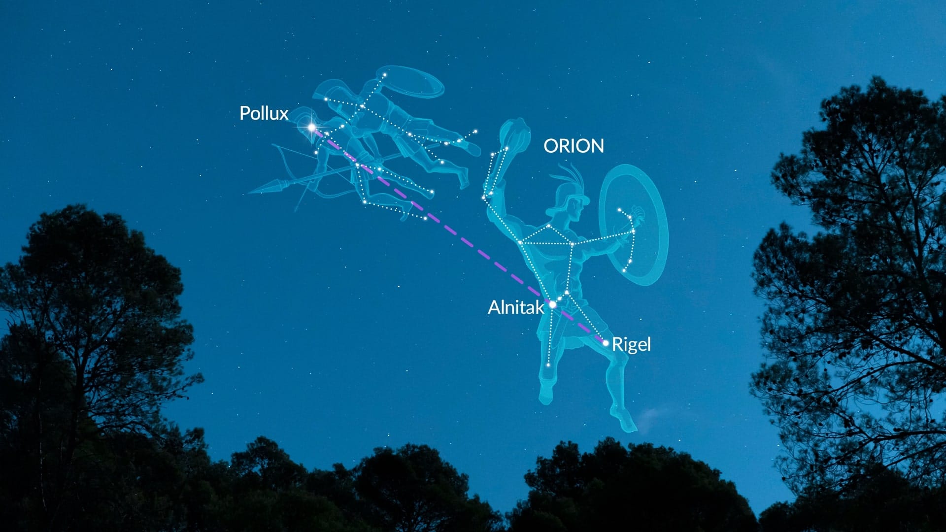 Find Pollux via Orion (sky)