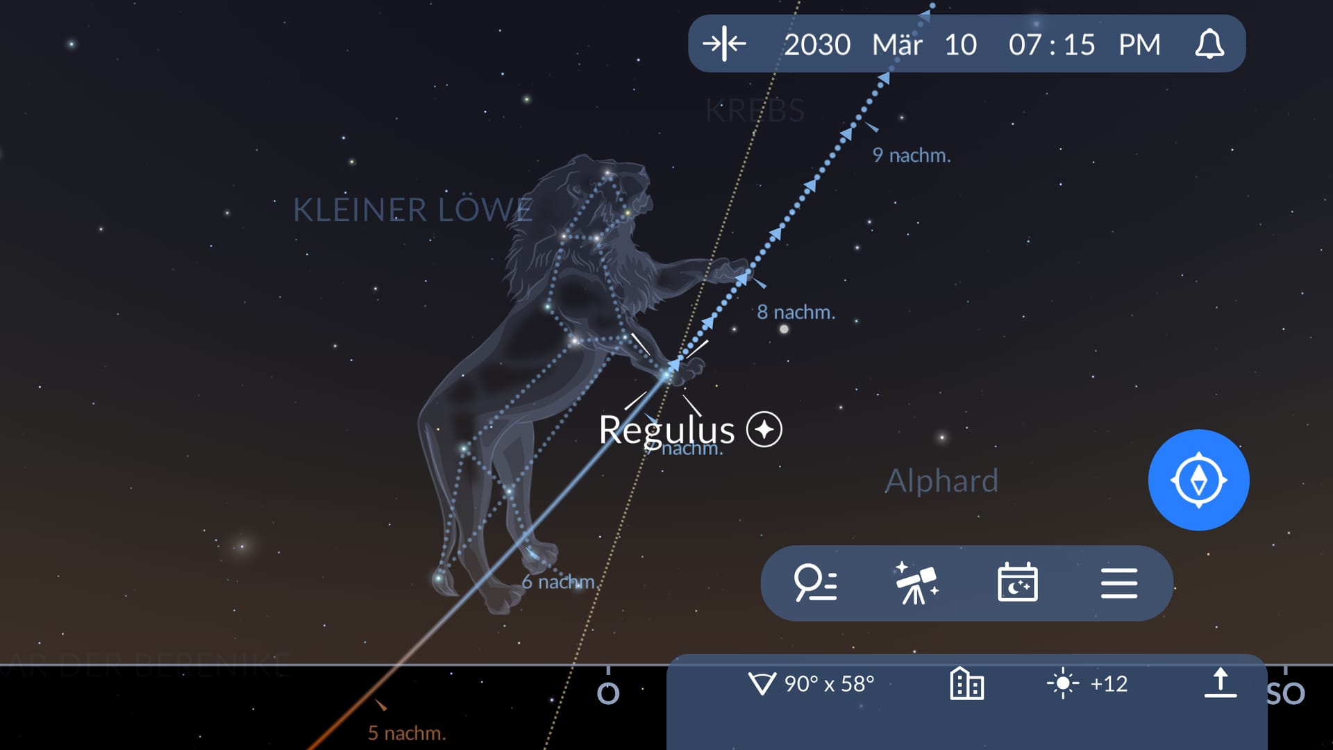 Regulus heute am Himmel finden